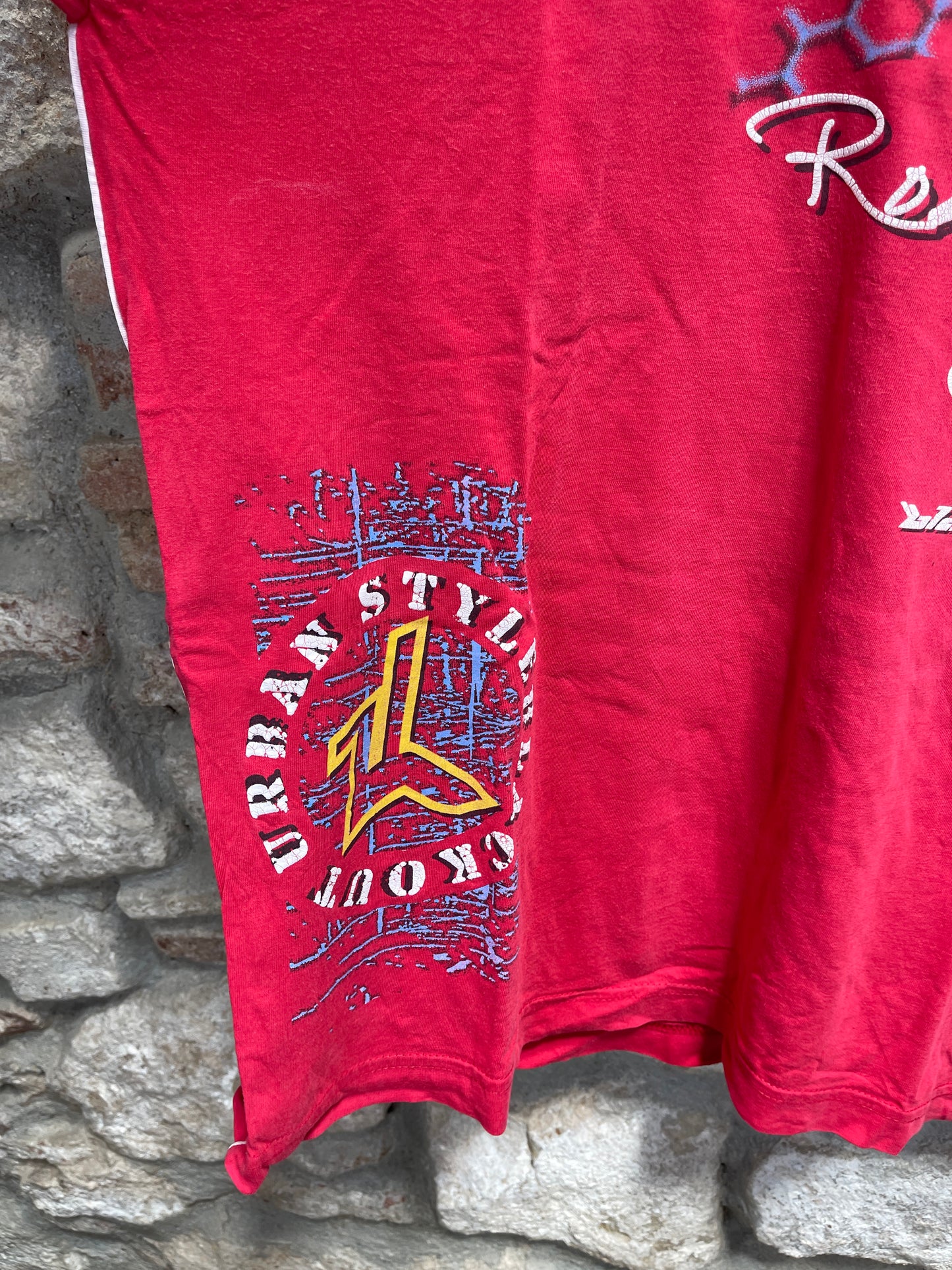 Y2K Black Out T-Shirt Red M