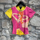Vintage Custo Barcelona Short Sleeve Top Pink Yellow S