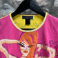 Vintage Custo Barcelona Short Sleeve Top Pink Yellow S