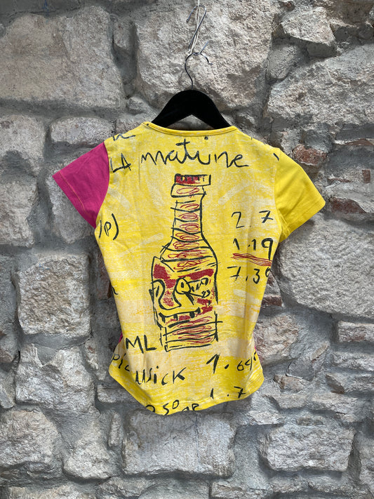 Vintage Custo Barcelona Short Sleeve Top Pink Yellow S