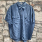 Vintage Navy UP Line Short Sleeve Silk Shirt XXL