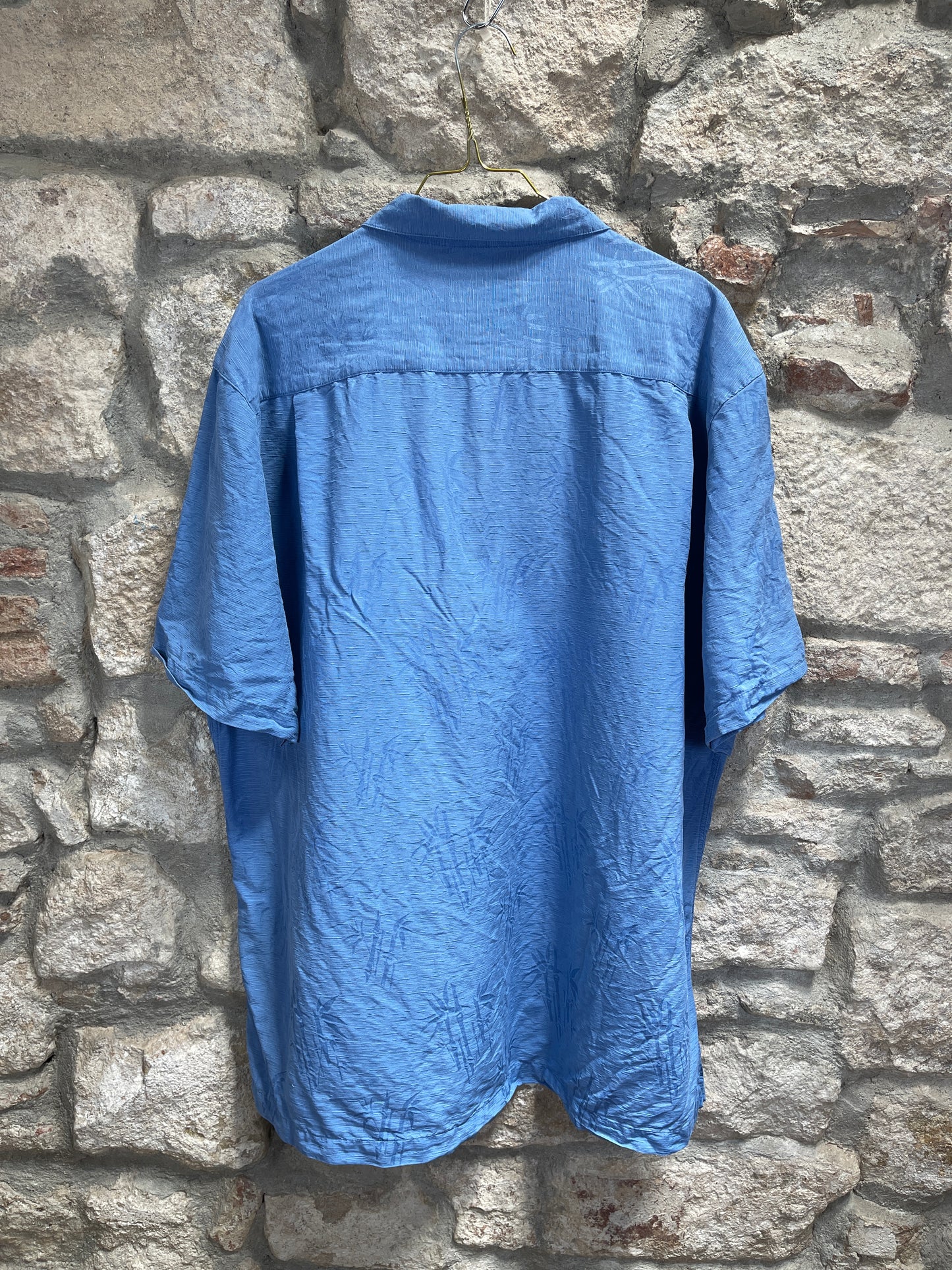 Vintage Original Hawaii Silk Short Sleeve Shirt Blue XL