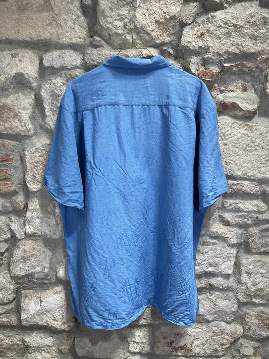 Vintage Original Hawaii Silk Short Sleeve Shirt Blue XL