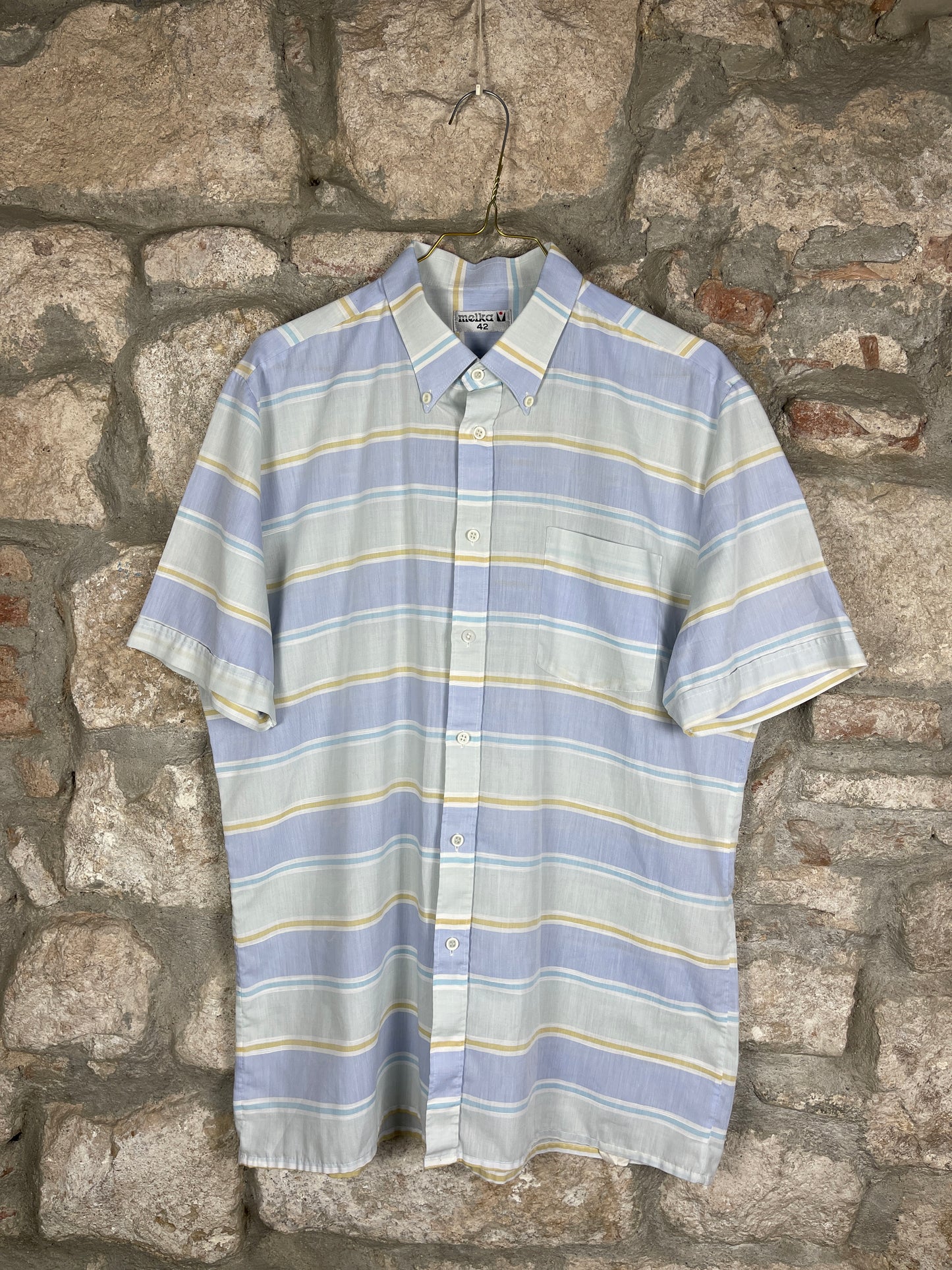 Vintage Short Sleeve Shirt Blue XL