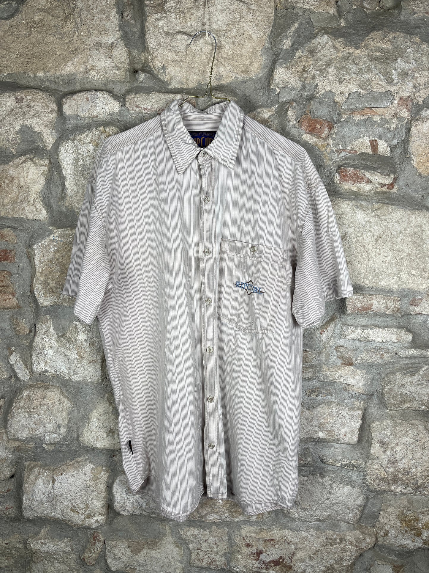 Vintage Rip Curl Short Sleeve Shirt Creme M/L