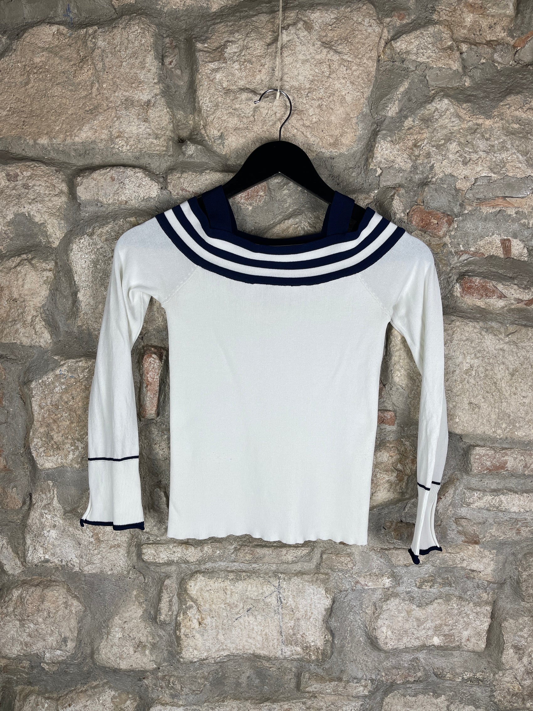 Guess Long Sleeve Top White Blue S