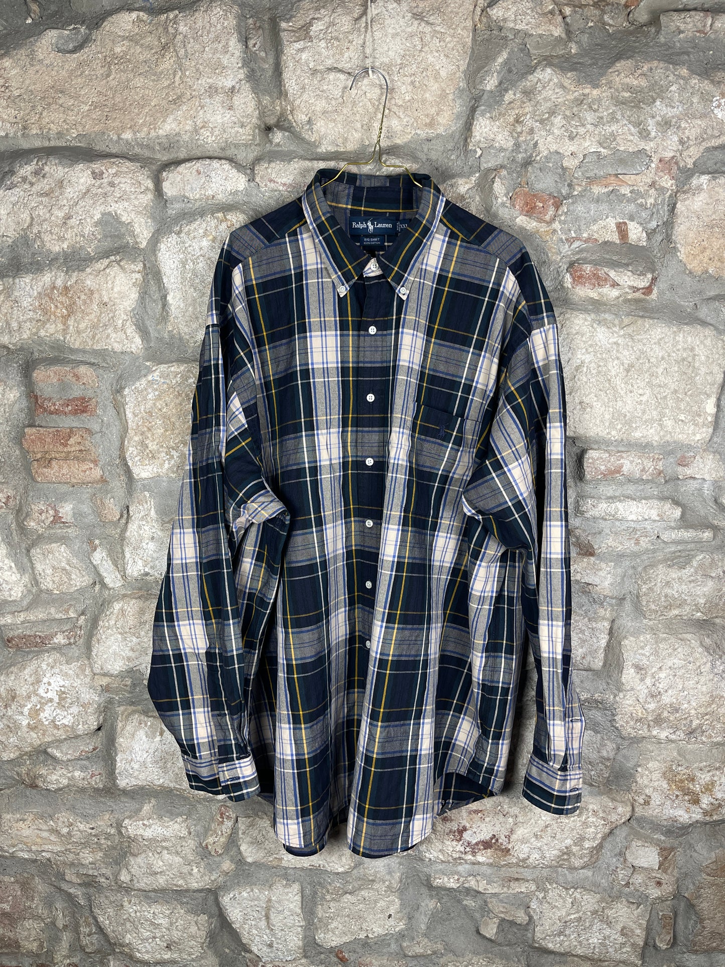 Vintage Ralph Lauren Long Sleeve Shirt checkered Blue XXL