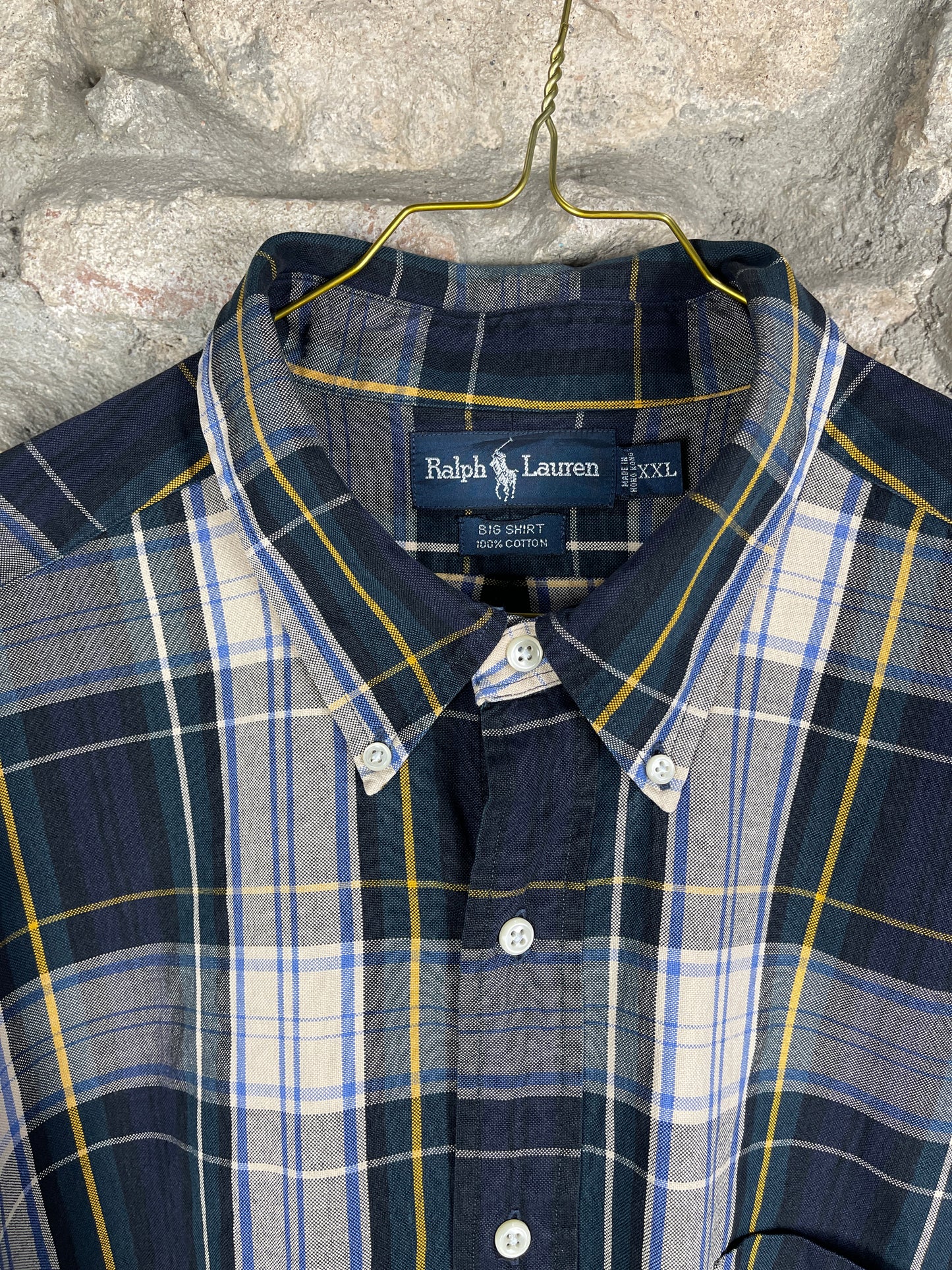Vintage Ralph Lauren Long Sleeve Shirt checkered Blue XXL