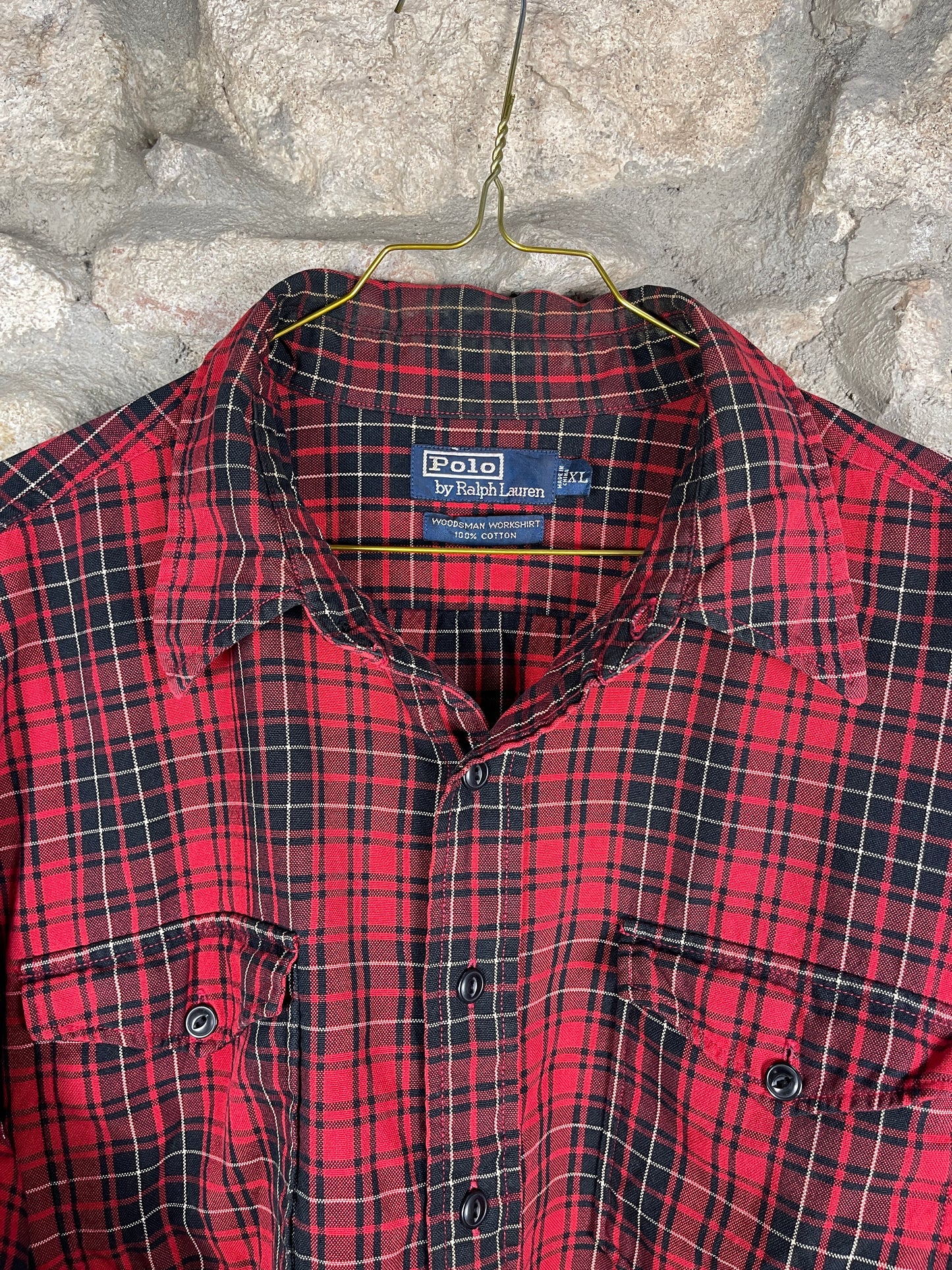 Vintage Polo Ralph Lauren Long Sleeve Polo Shirt Checkered Red XL