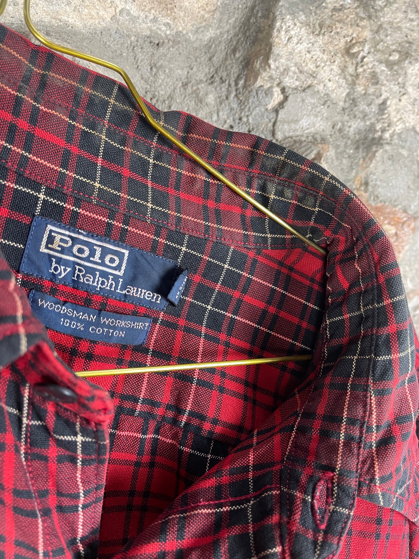Vintage Polo Ralph Lauren Long Sleeve Polo Shirt Checkered Red XL