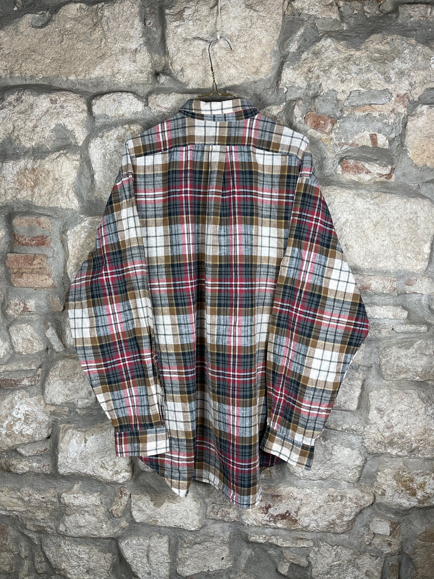 Vintage Polo Ralph Lauren Long Sleeve Shirt Checkered Beige XL