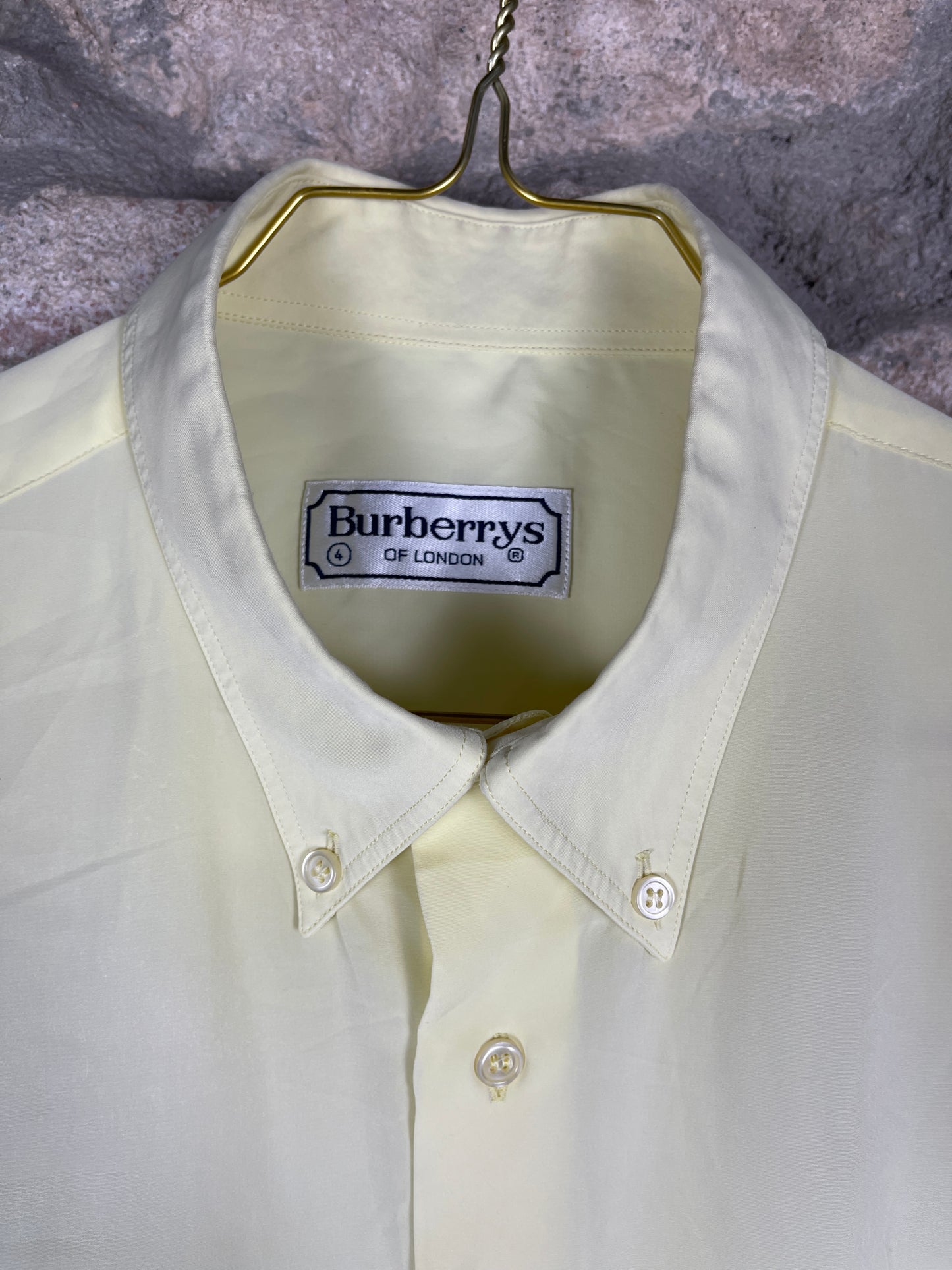 Vintage Burberry Silk Short Sleeve Shirt Yellow L/XL