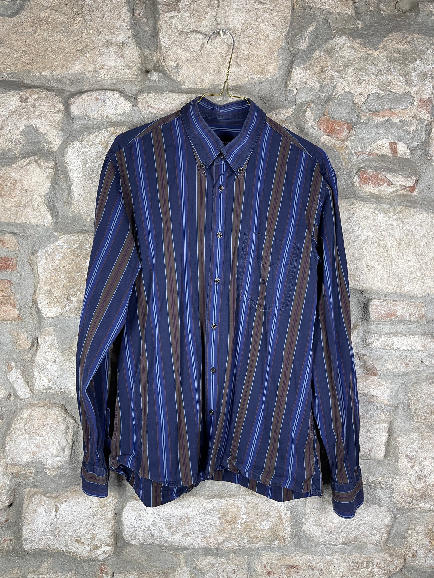 Vintage Burberry Long Sleeve Shirt Blue S/M