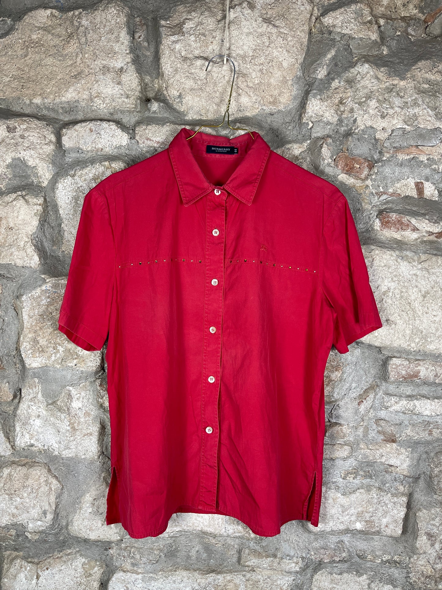 Vintage Burberry Short Sleeve Shirt Red XXL
