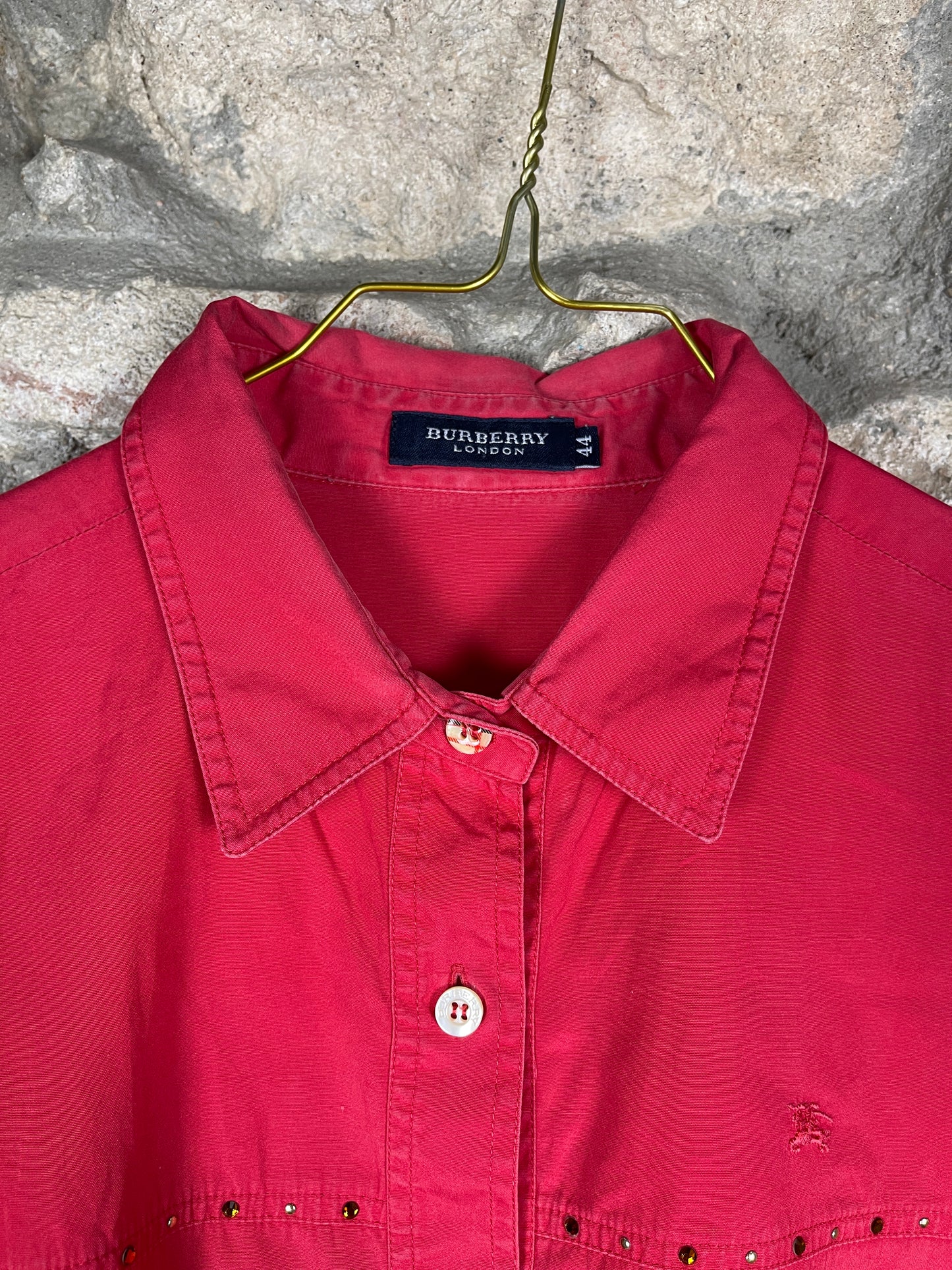 Vintage Burberry Short Sleeve Shirt Red XXL