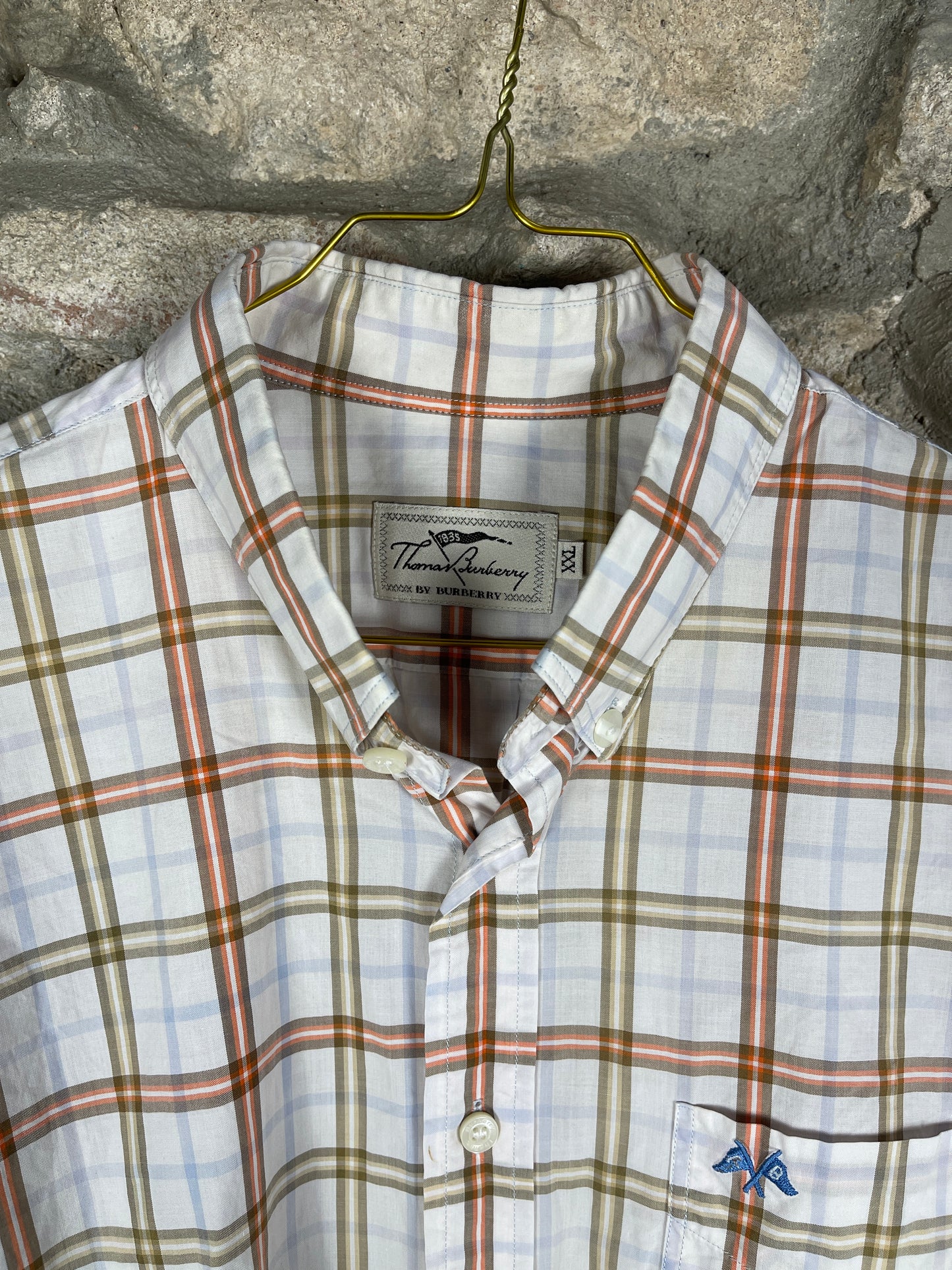 Vintage Thomas Burberry Short Sleeve Shirt Beige XXL