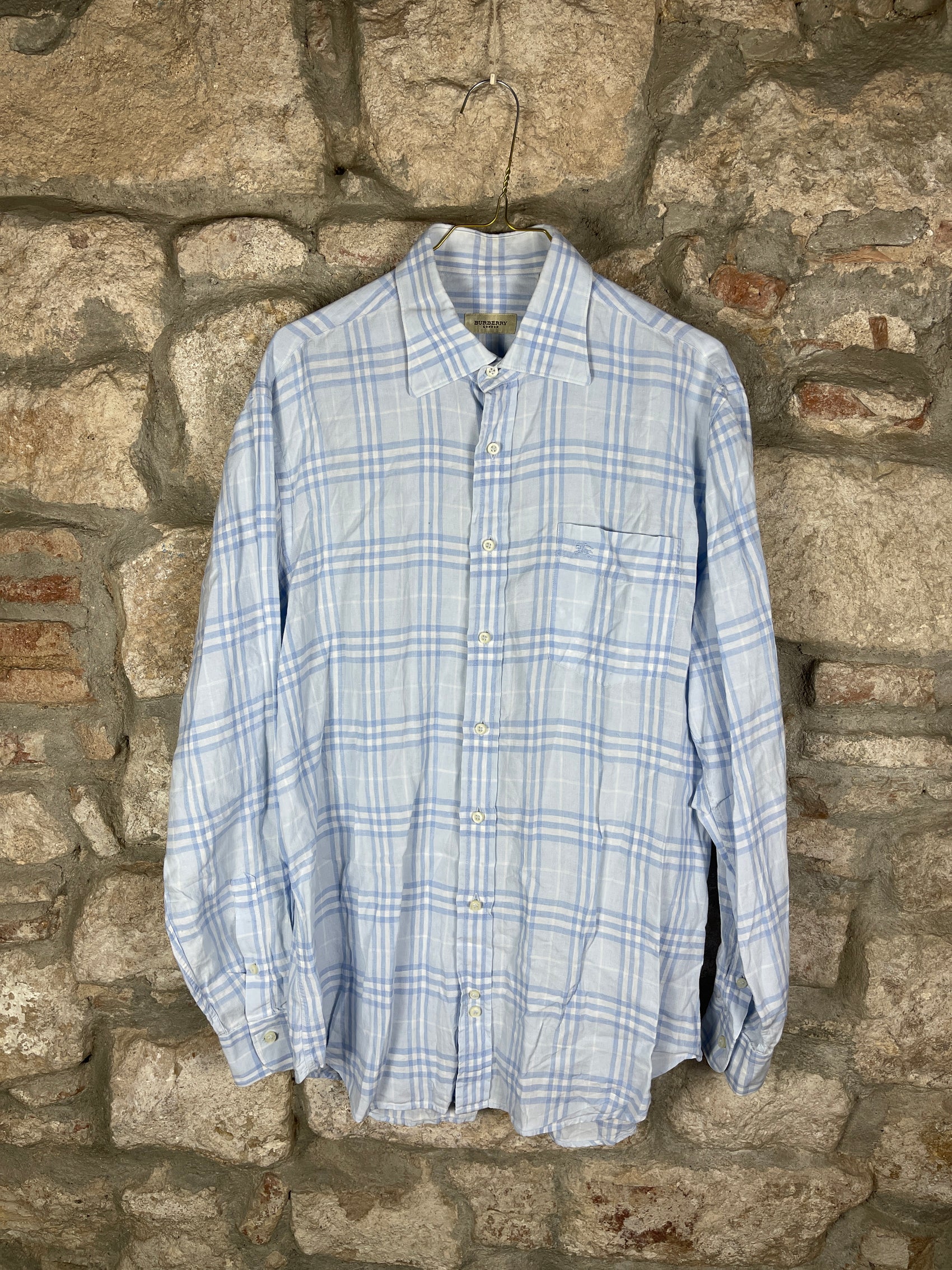 Vintage Burberry Long Sleeve Shirt Blue L