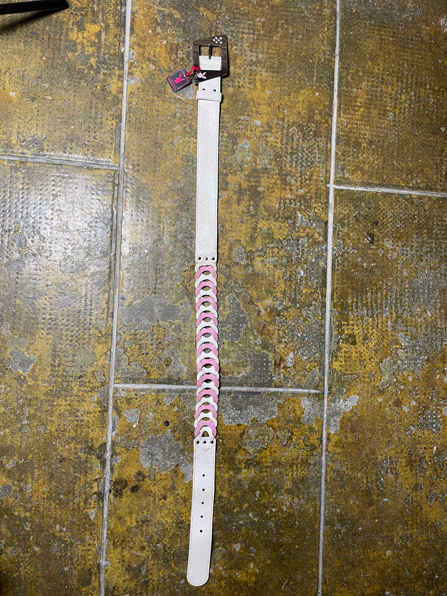 Playboy Leather Belt 2000s Deadstock Rosa Cream