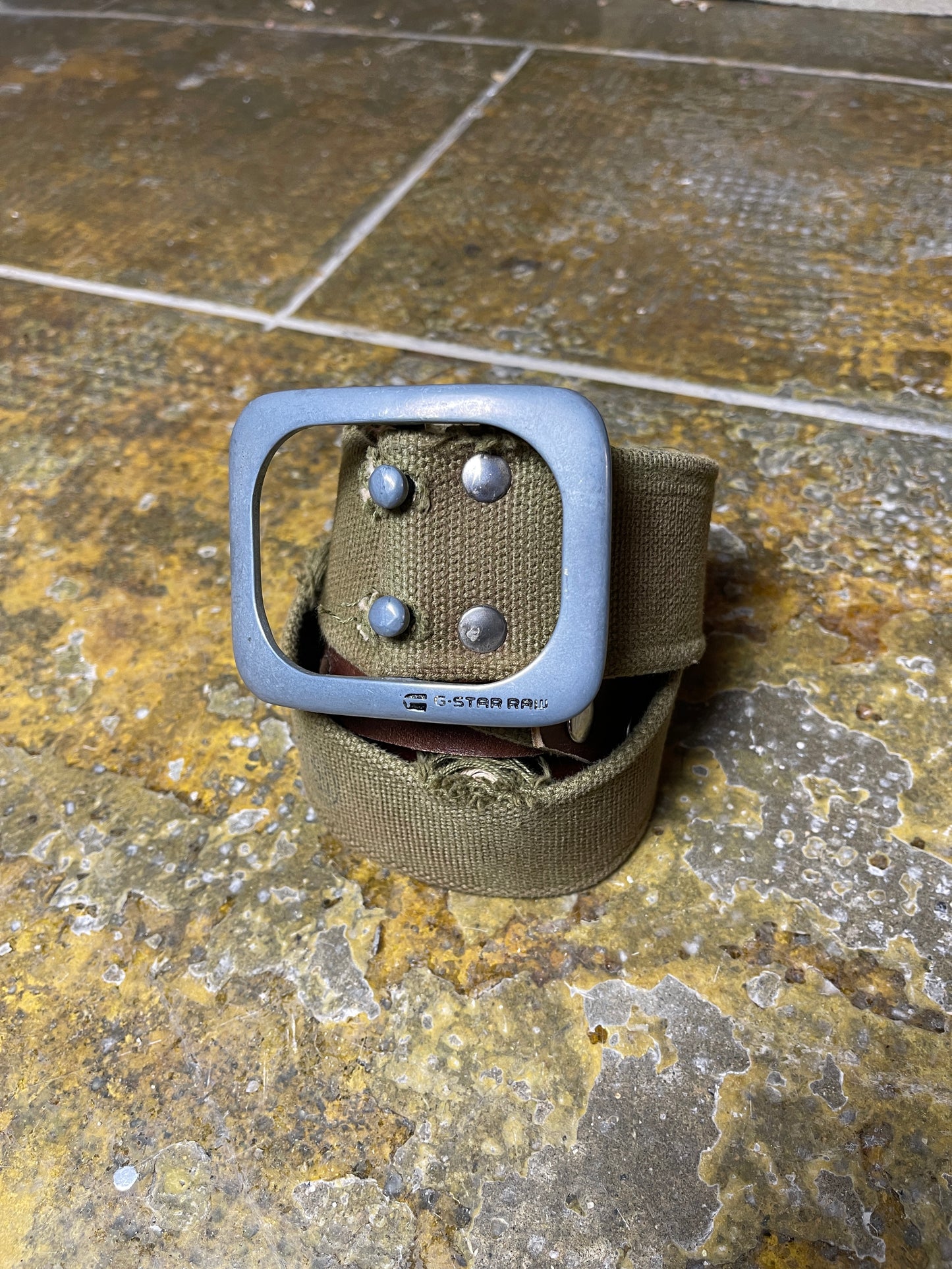 G-Star Army Cotton Leather Belt Khaki Brown 2000s