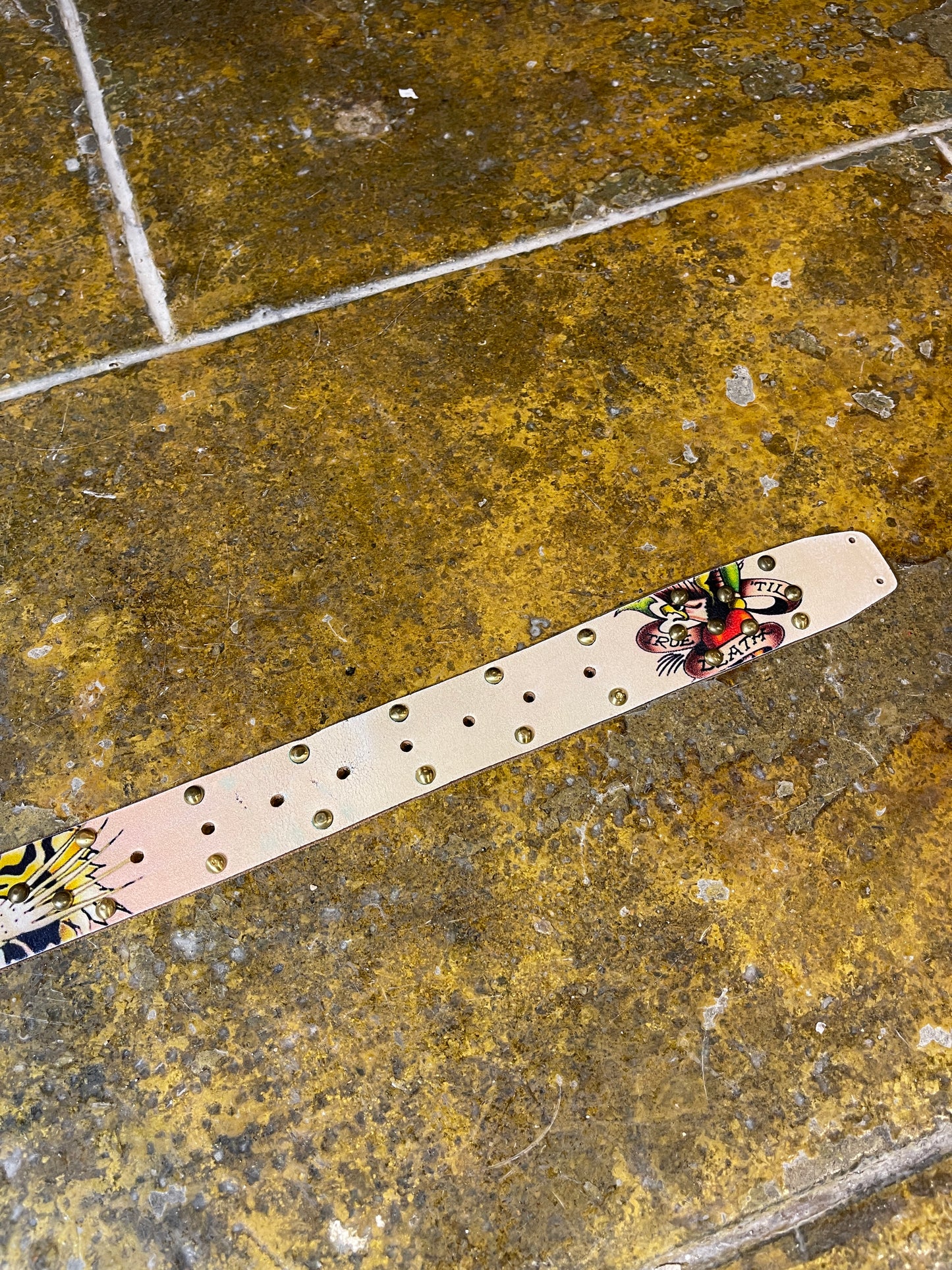 ED Hardy Leather Belt 2000s Y2k Brown Beige