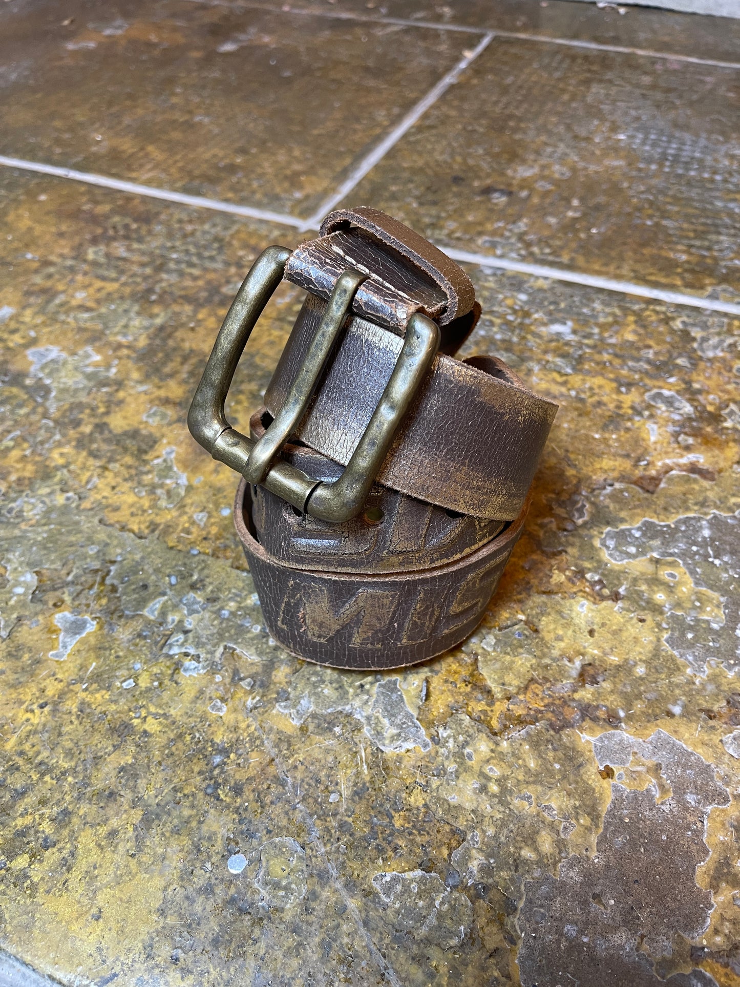Miss Sixty Leather Belt Brown Shiny Gold 2000s Y2k