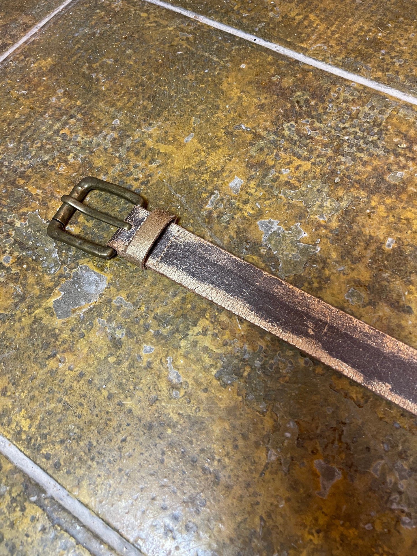 Miss Sixty Leather Belt Brown Shiny Gold 2000s Y2k