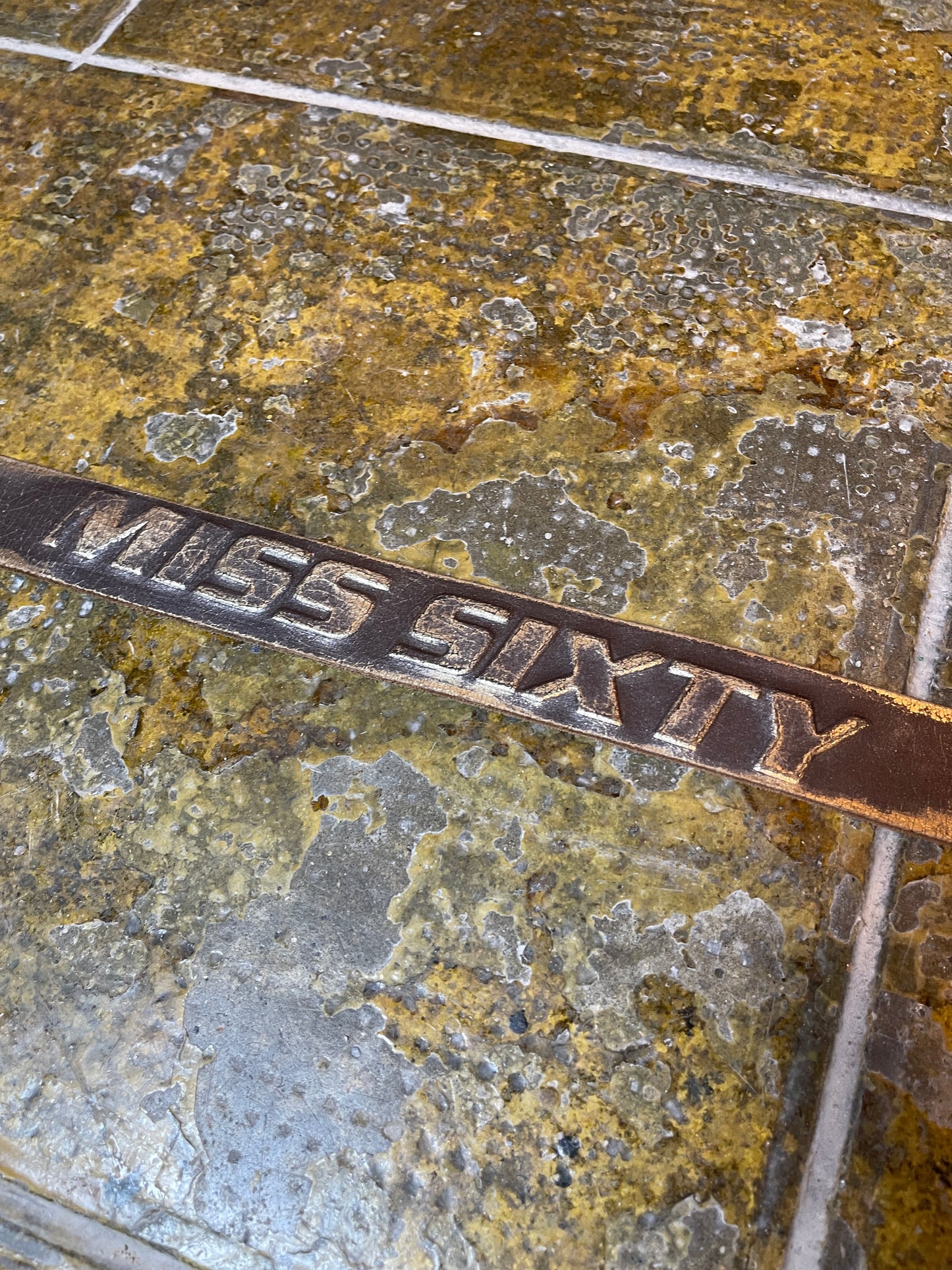 Miss Sixty Leather Belt Brown Shiny Gold 2000s Y2k