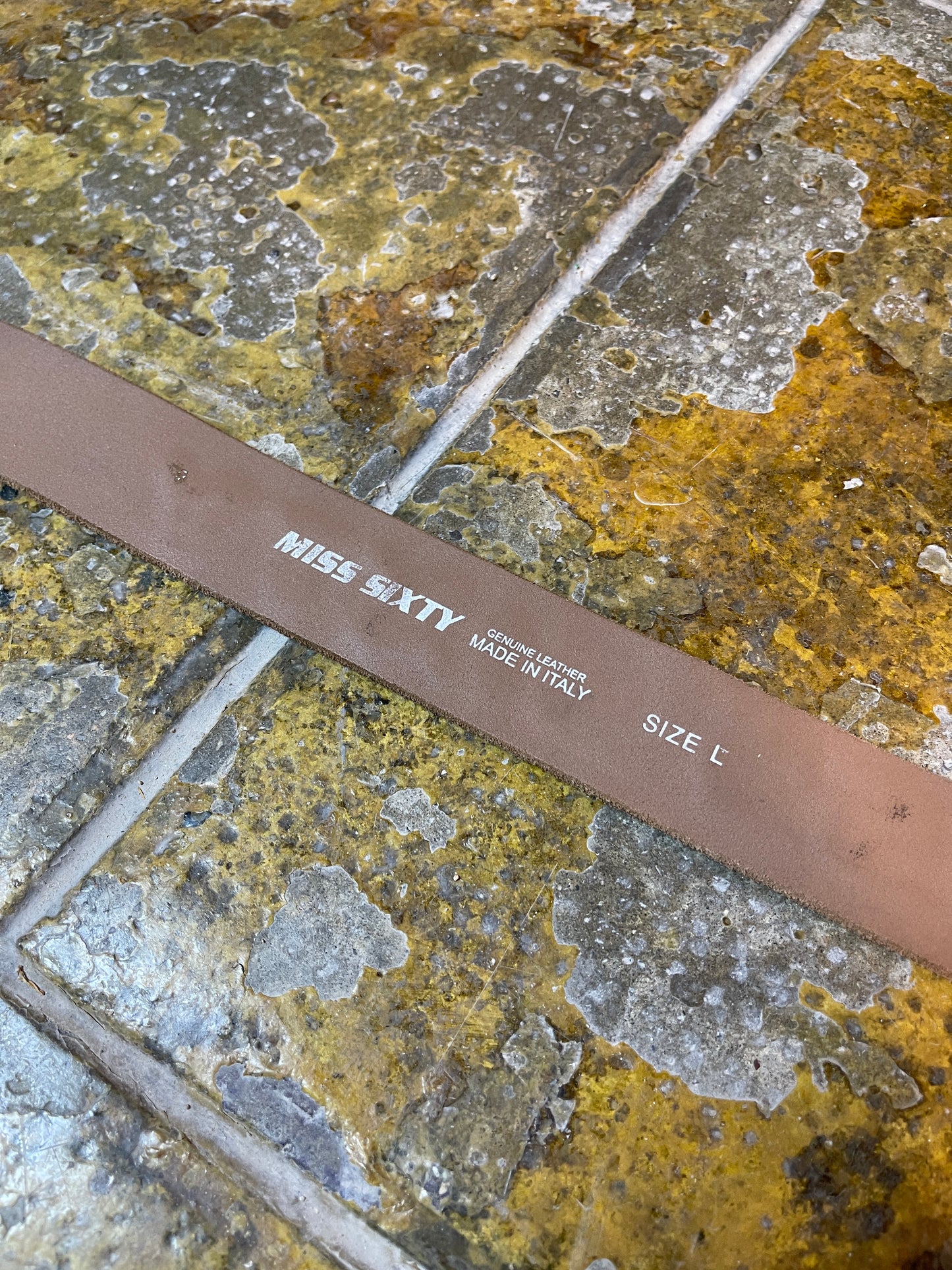 Miss Sixty Leather Belt Brown Shiny Gold 2000s Y2k