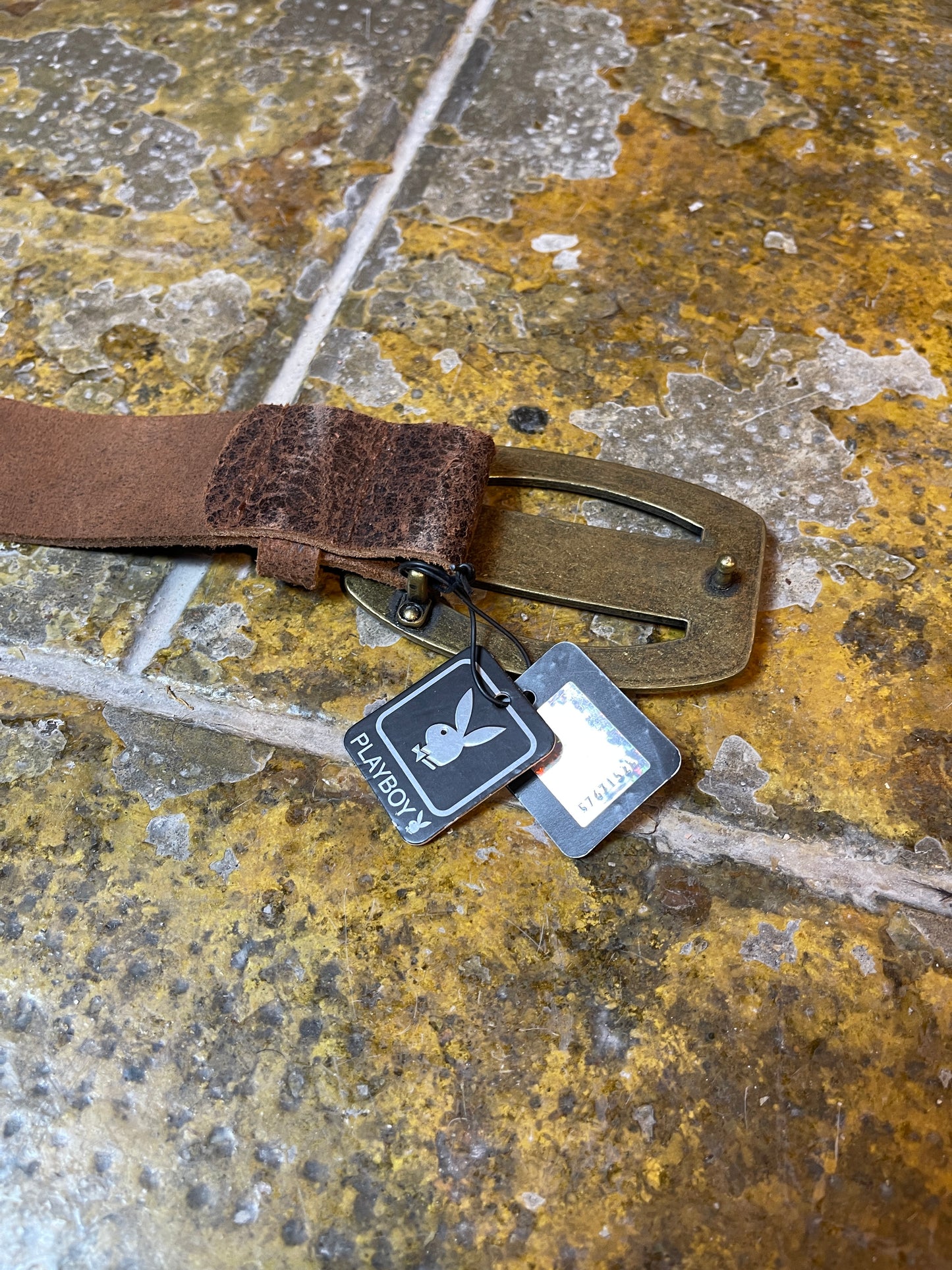 Playboy Leather Belt Big Buckle Brown 2000s Y2k Cherif Cowboy