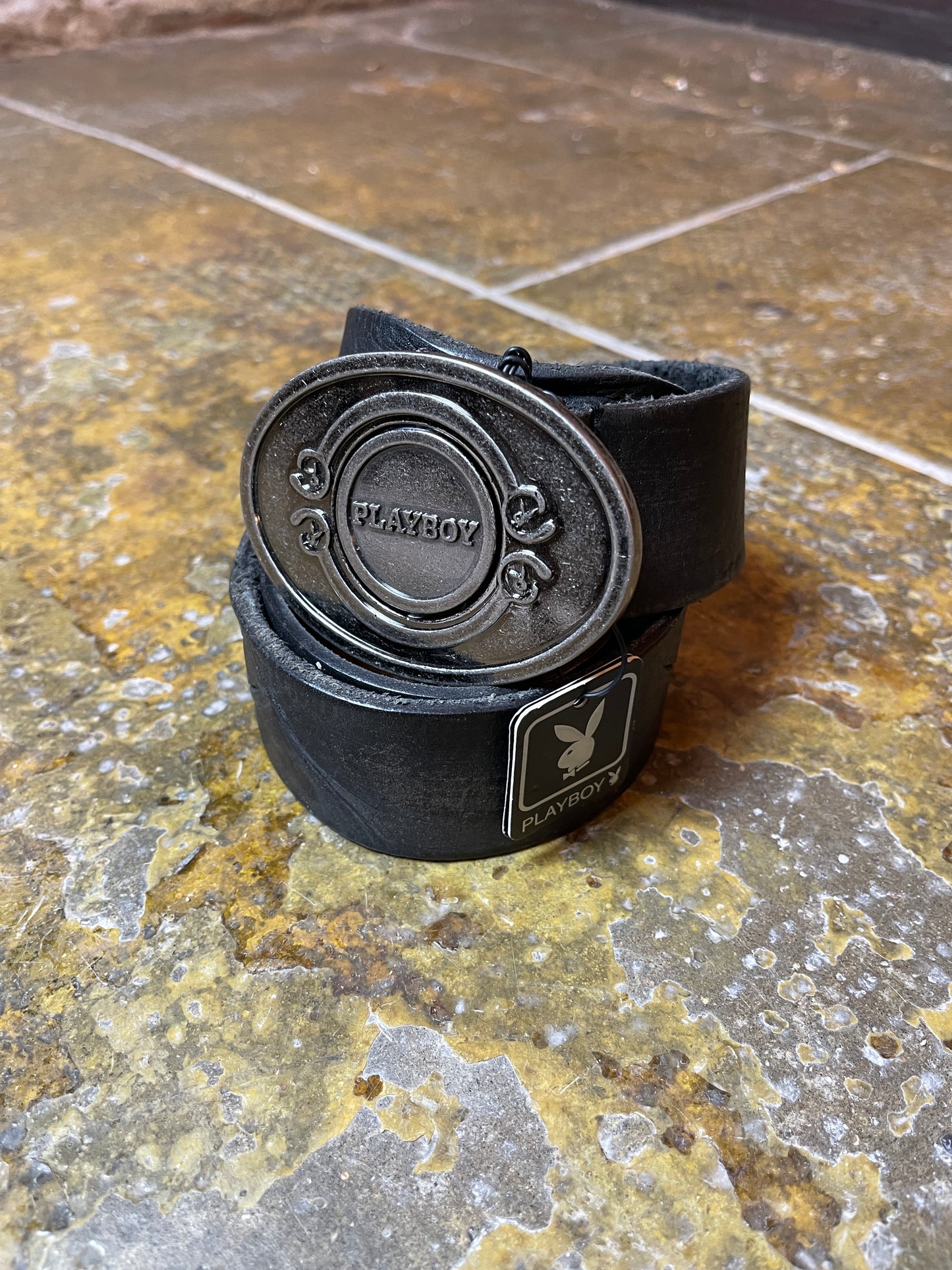 Playboy Leather Belt Black 2004 Spinnable Logo 53