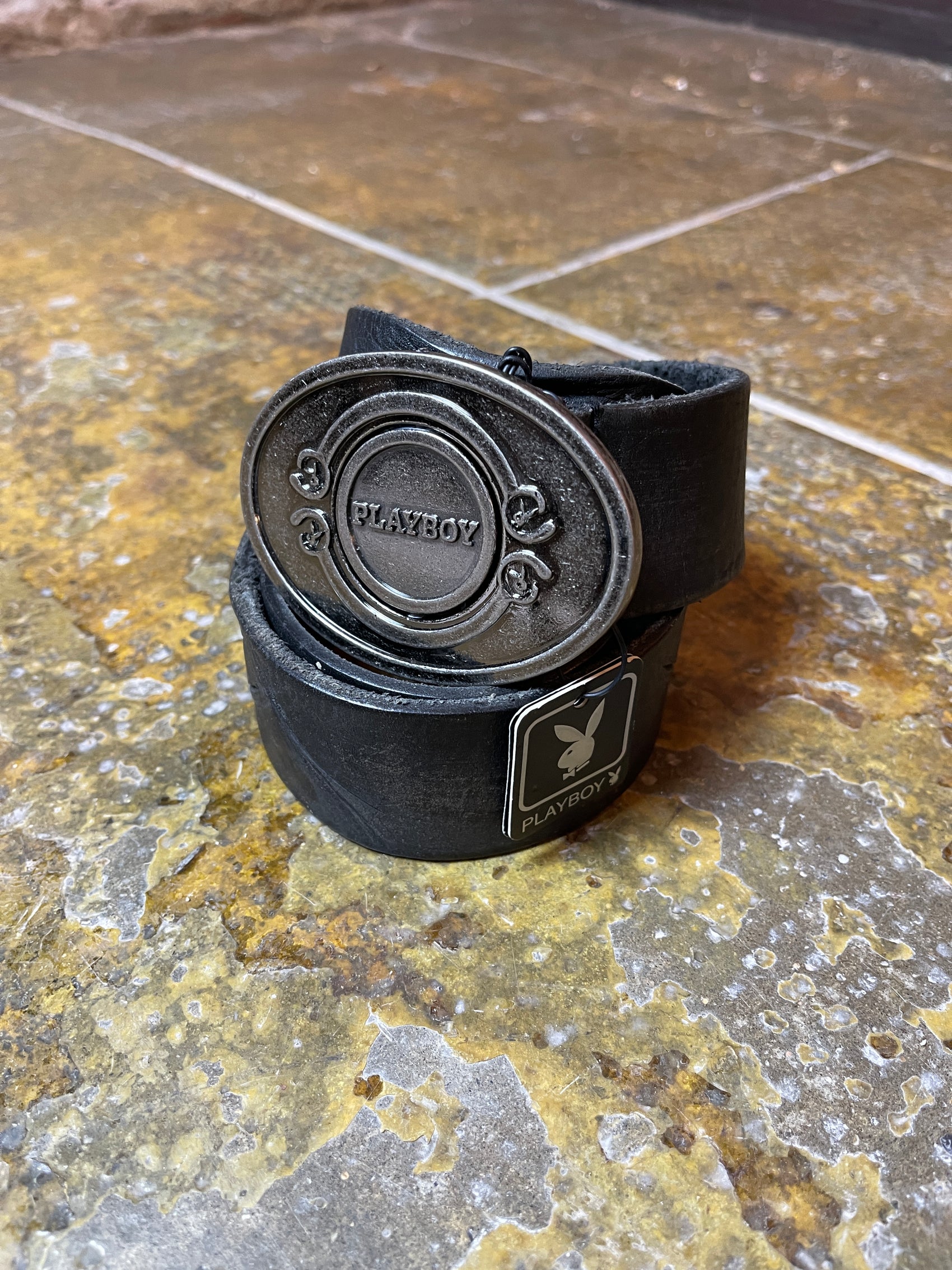 Playboy Leather Belt Black 2004 Spinnable Logo 53