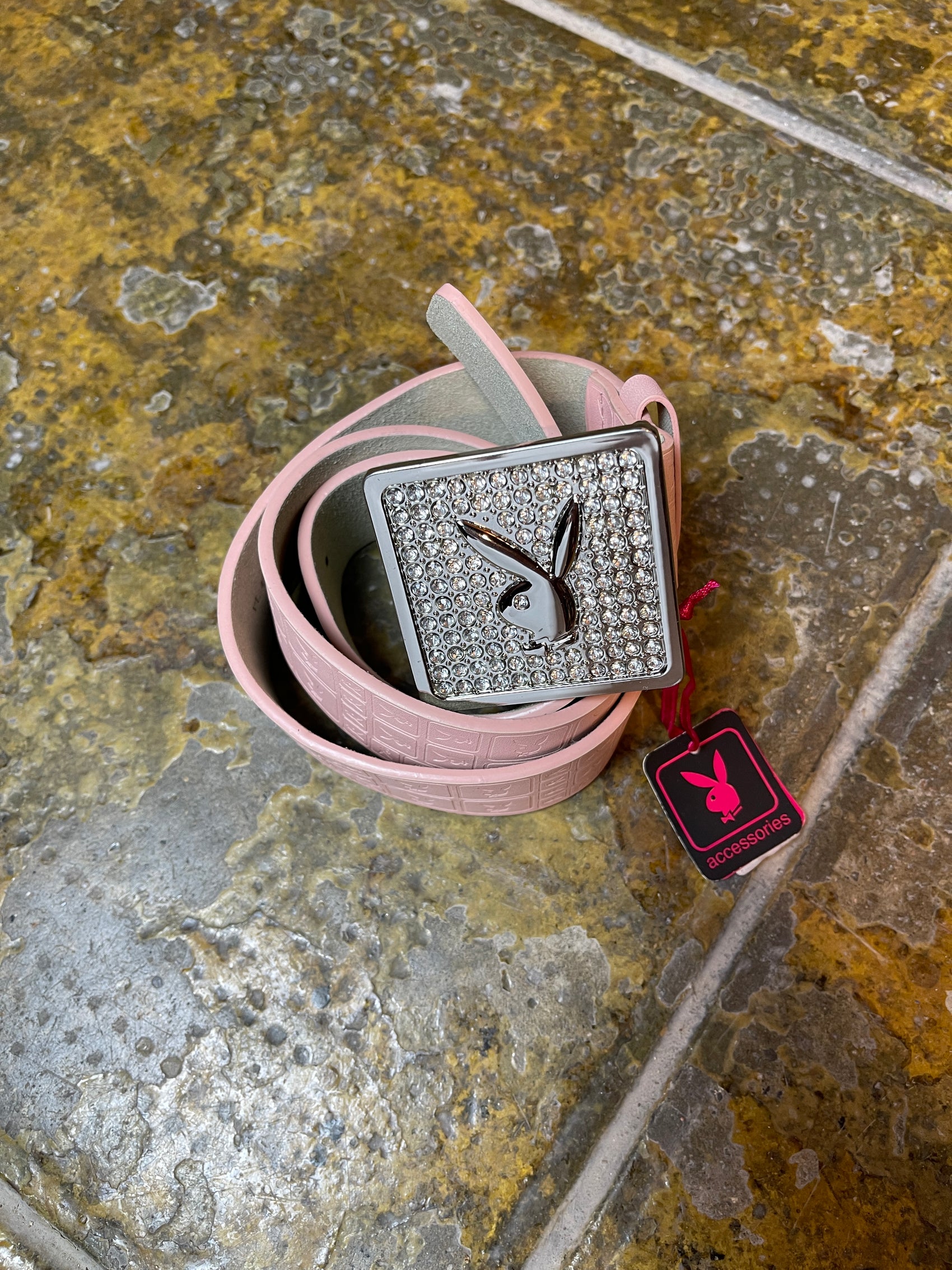 Playboy Leather Belt Pink Bunny Pink 2000s y2k