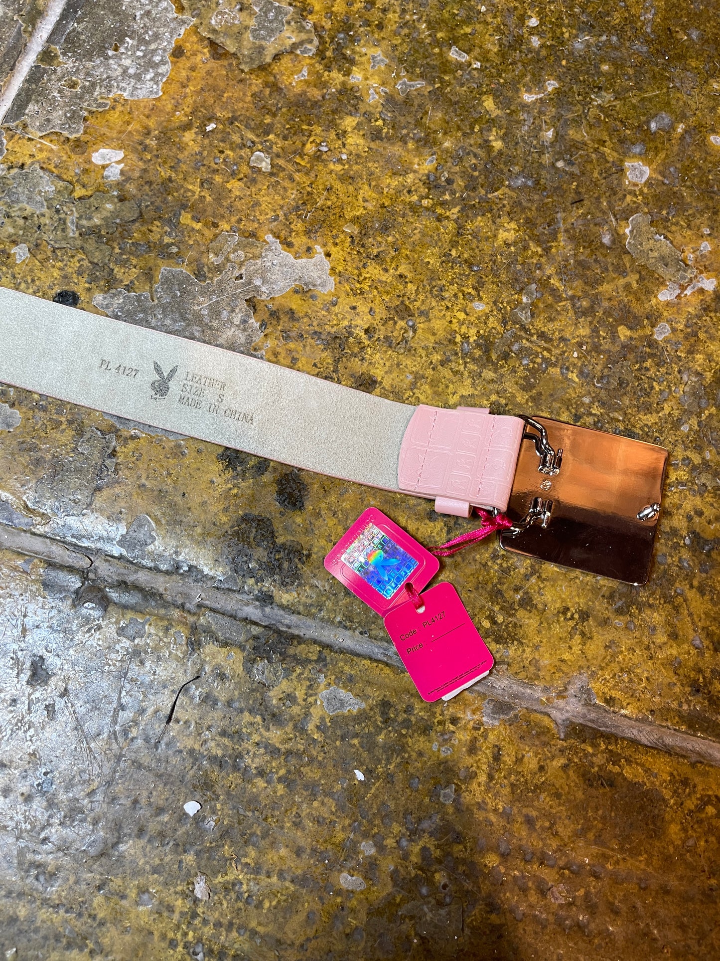 Playboy Leather Belt Pink Bunny Pink 2000s y2k