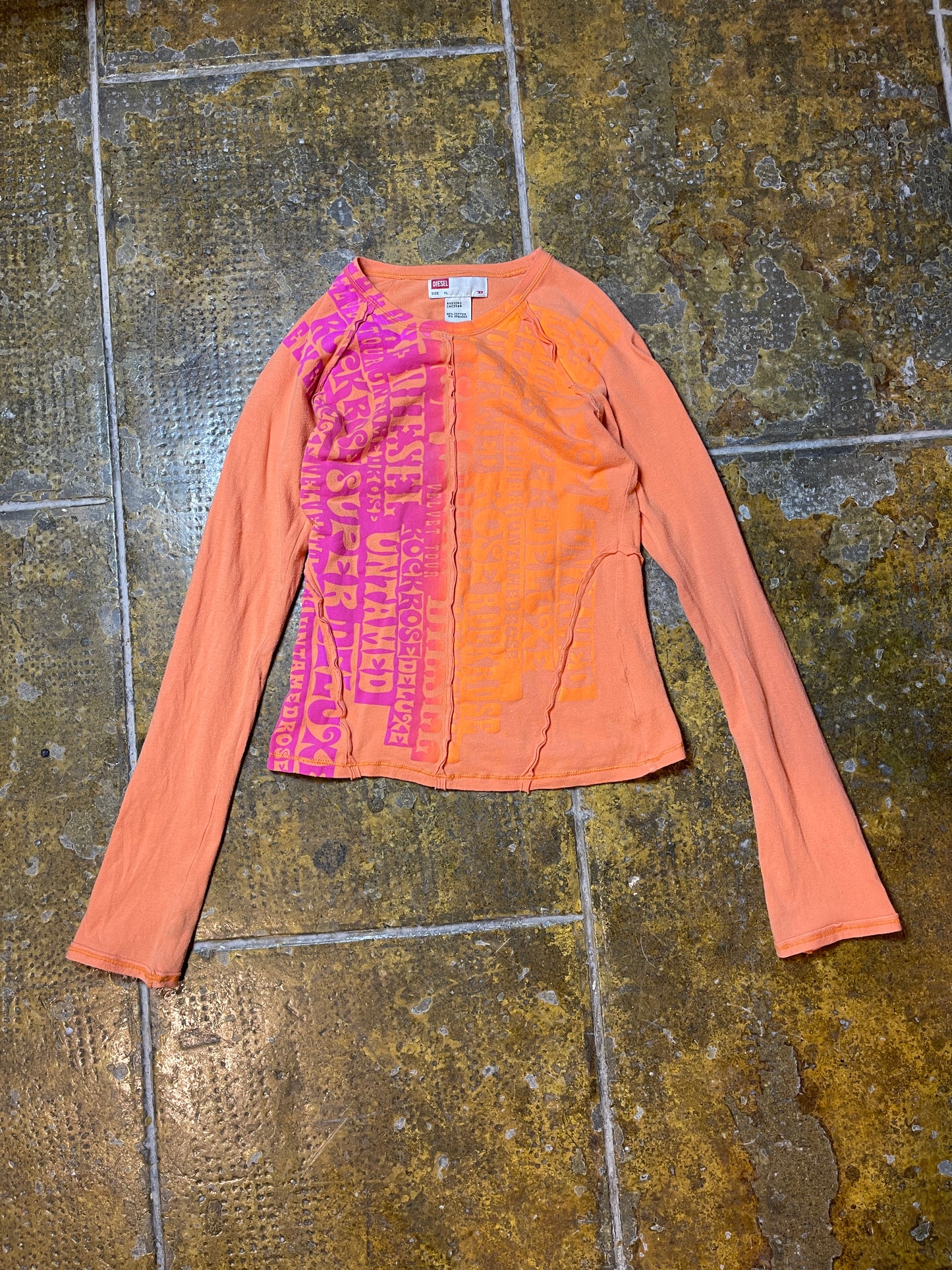 Diesel Long Sleeve Top 2000s y2k Orange Apricot