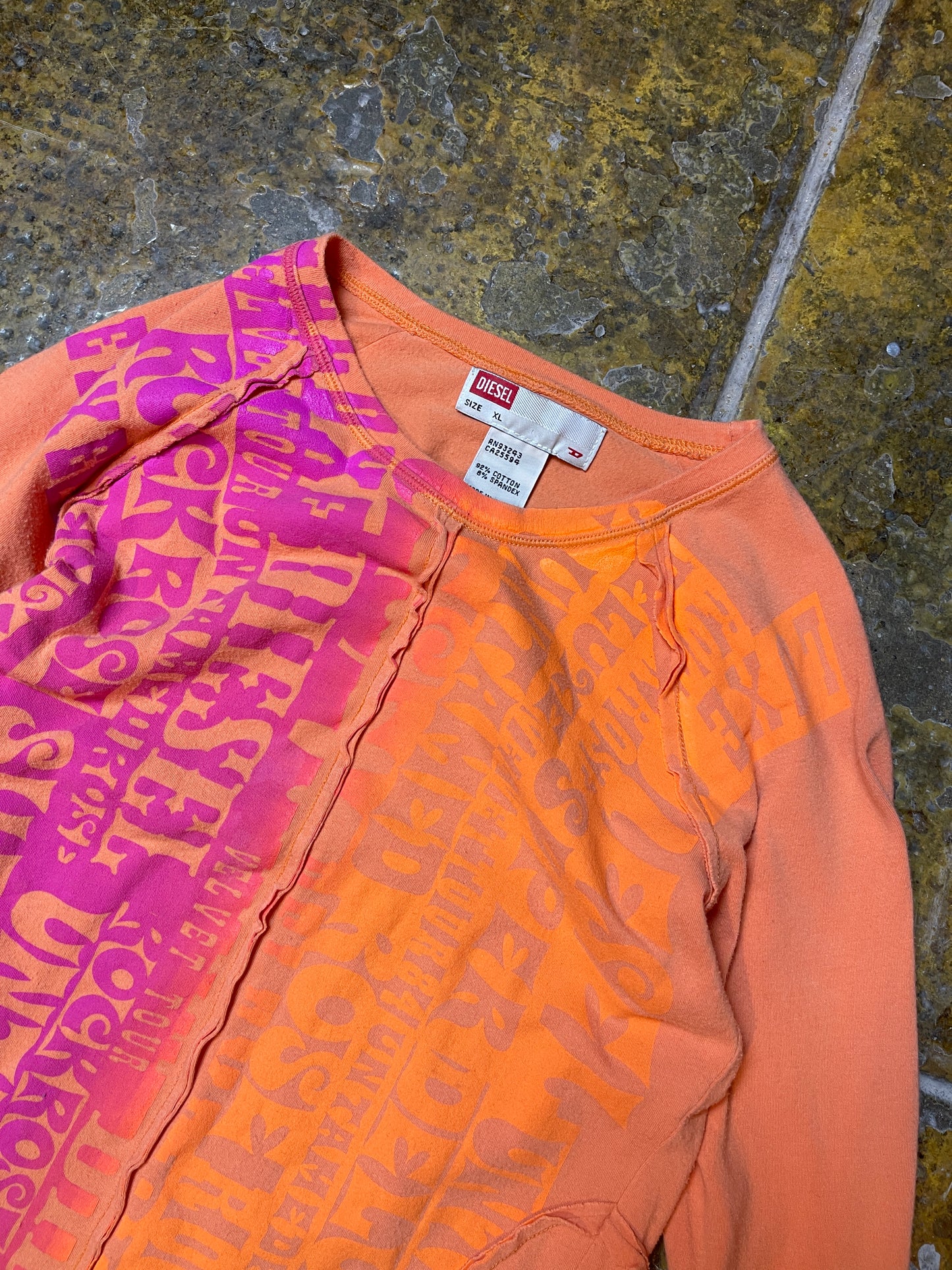 Diesel Long Sleeve Top 2000s y2k Orange Apricot