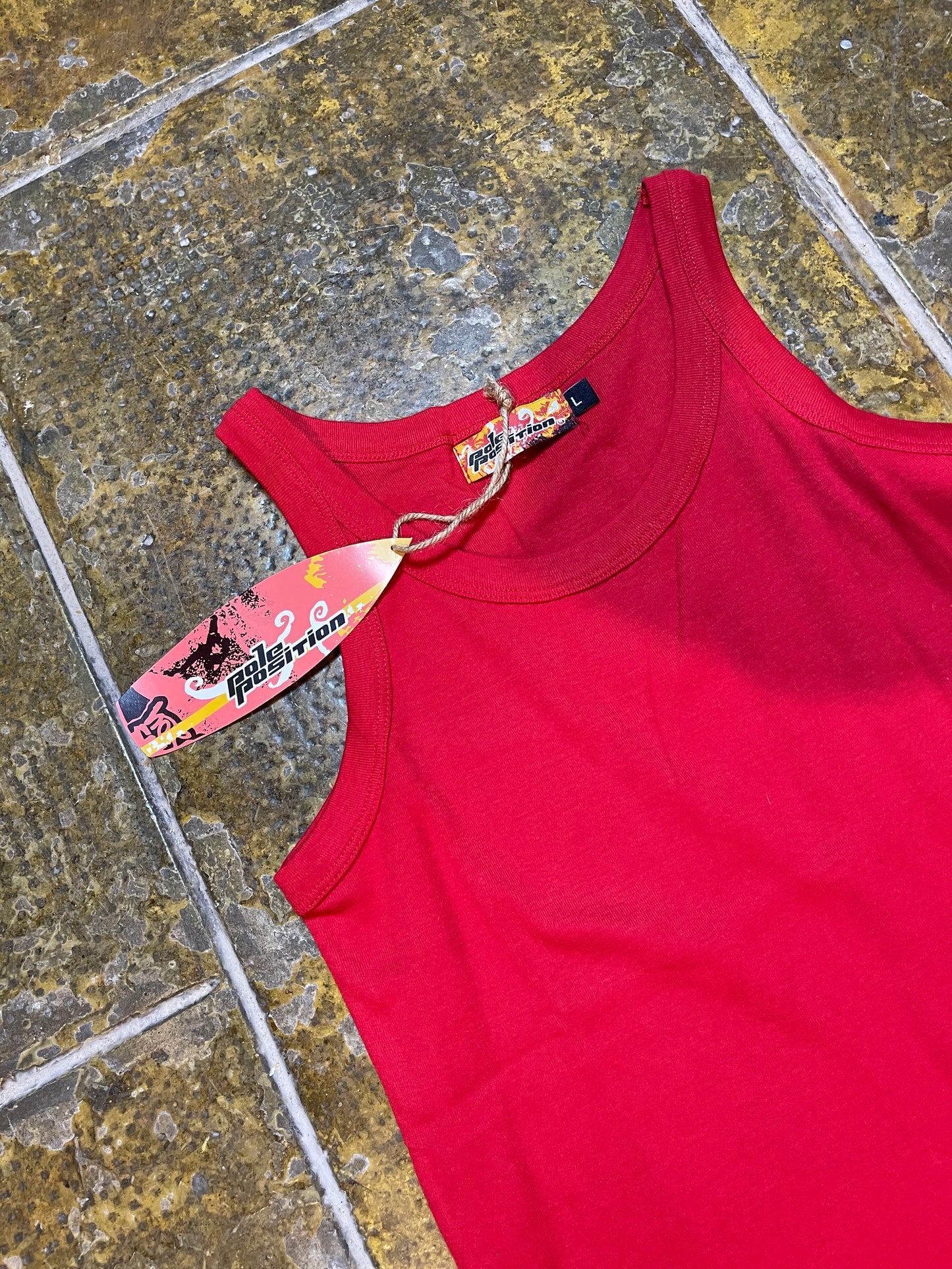 Pole Position Sleeveless Top Red 2000s y2k Deadstock - L