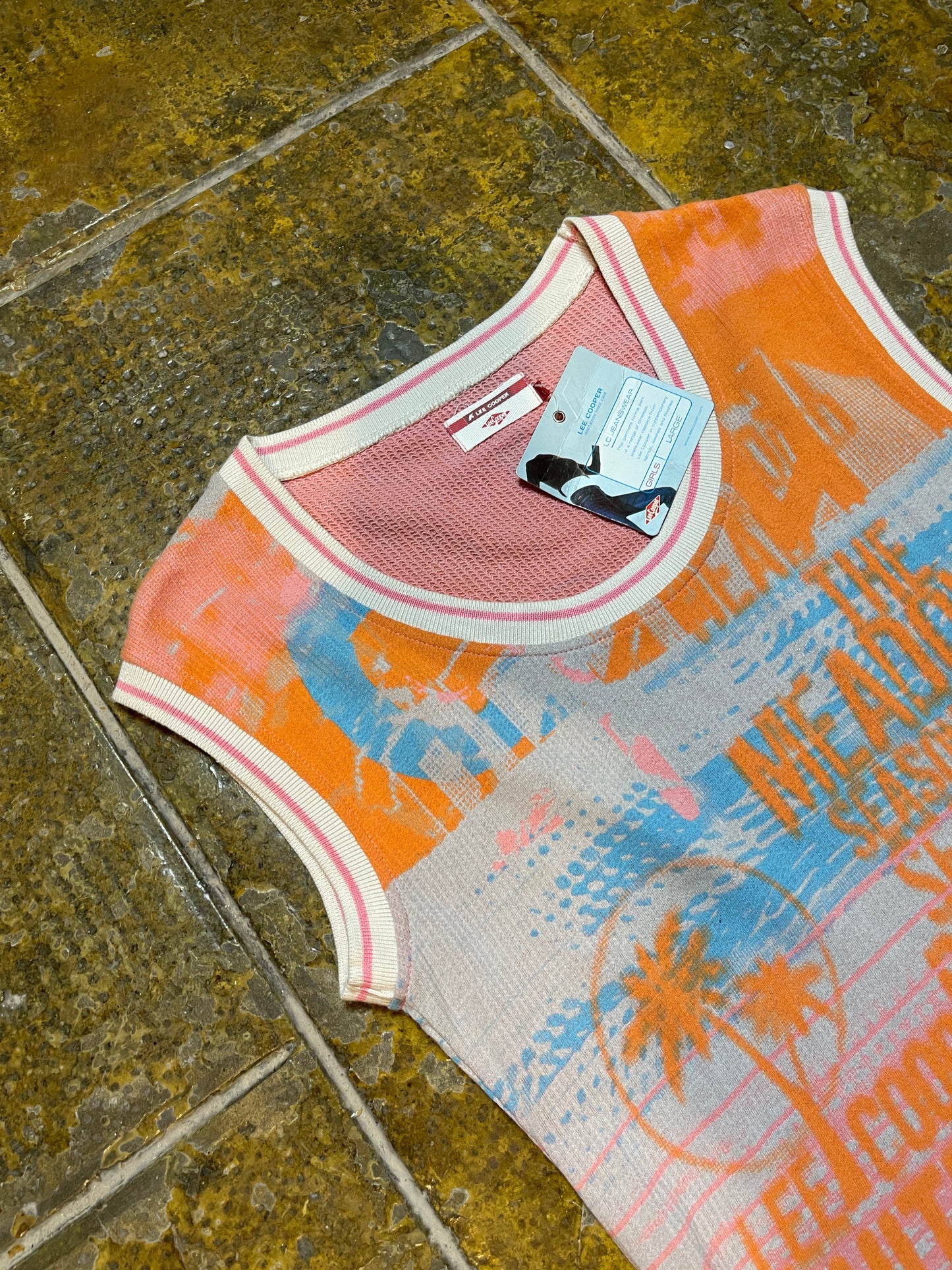 Lee Cooper Sleeveless Top Orange Multicolor 2000s y2k - L