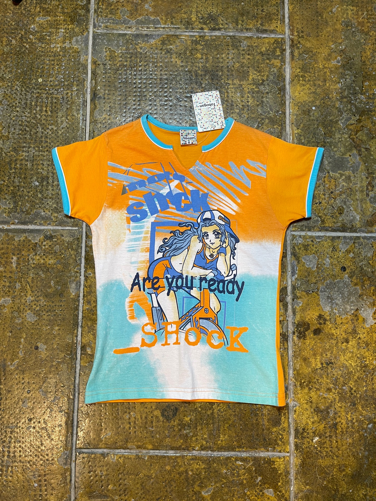 Toboggan Short Sleeve Top Baby Tee Orange Multicolor - XS/S