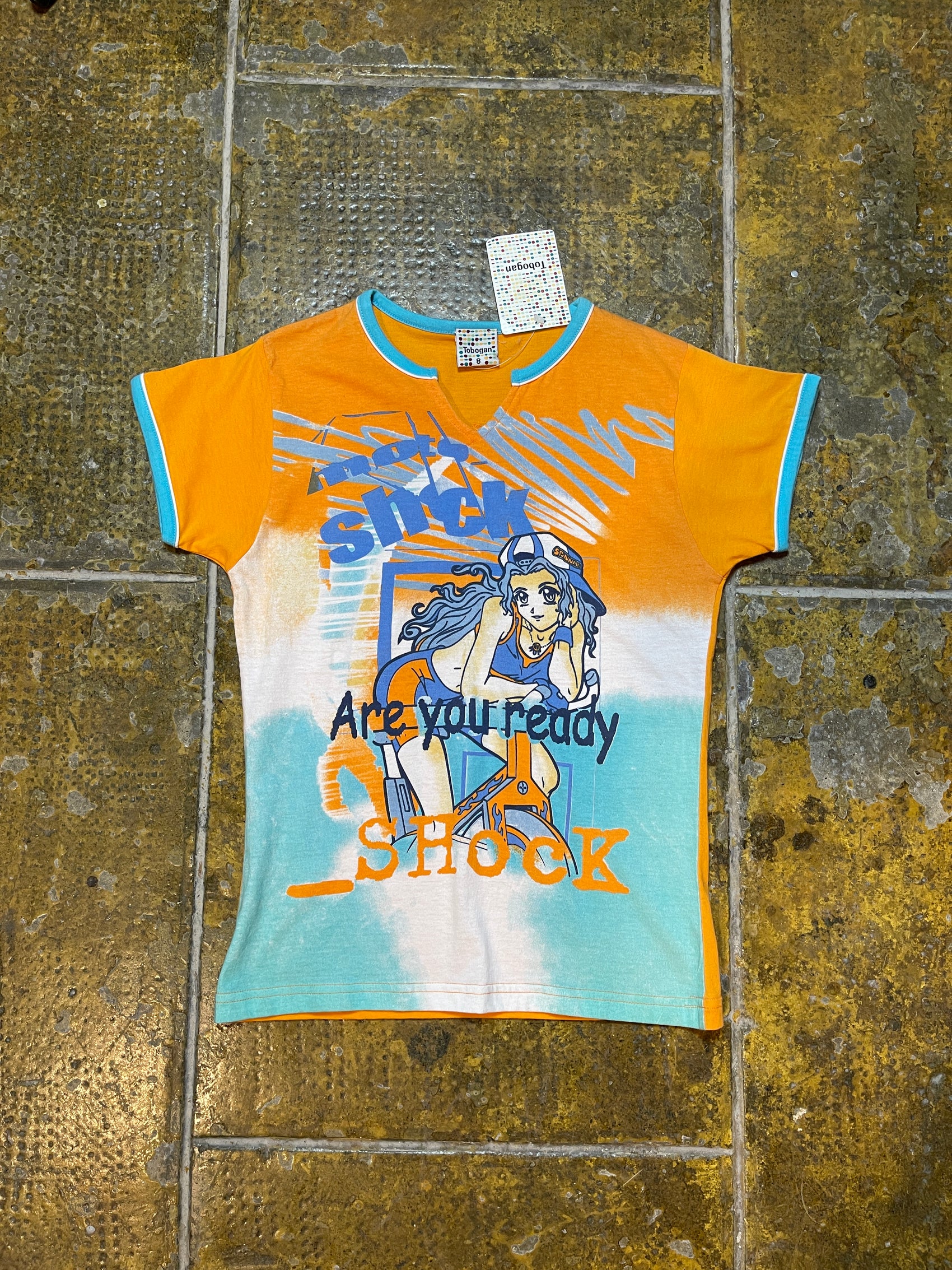 Toboggan Short Sleeve Top Baby Tee Orange Multicolor - XS/S