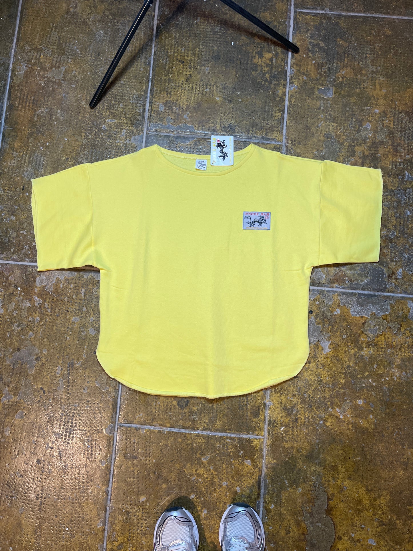 Uncle Sam Short Sleeve Sweatshirt Yellow 2000s y2k Deadstock - M/L
