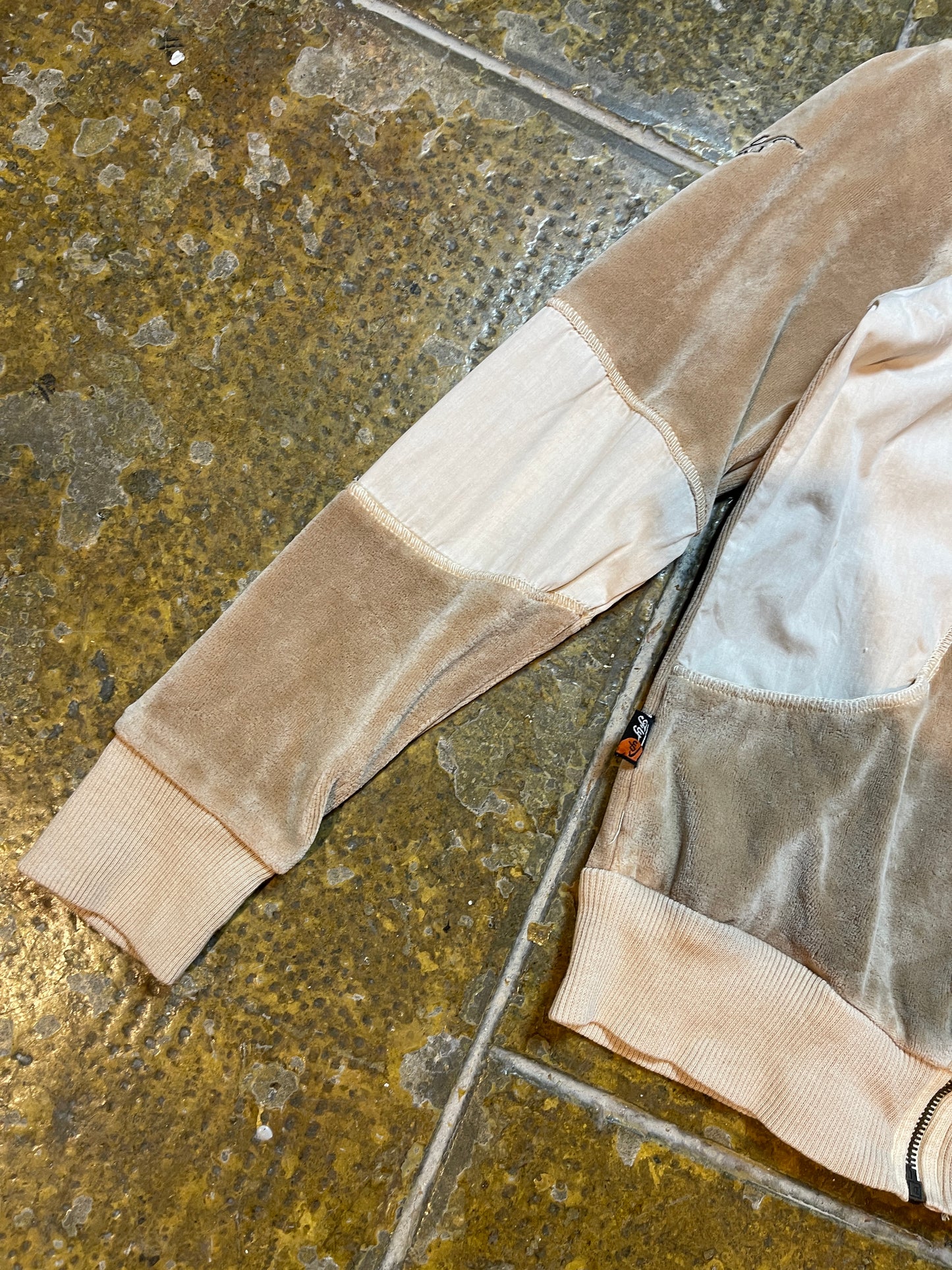 Fly Up Zip Through Sweatshirt Beige 2000s y2k - XS