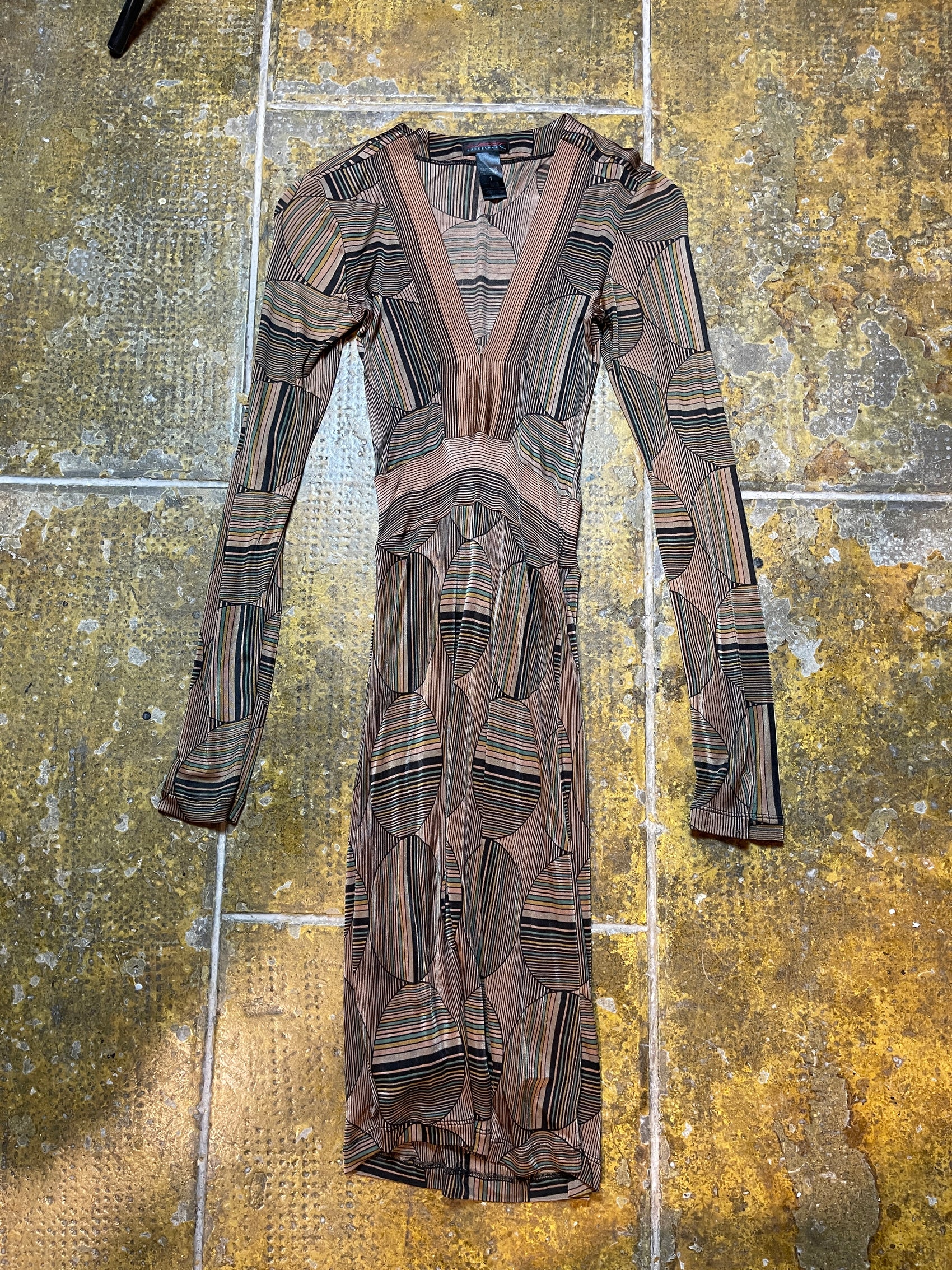 Custo Barcelona Long Sleeve Dress Brown Bronze 2000s y2k - S
