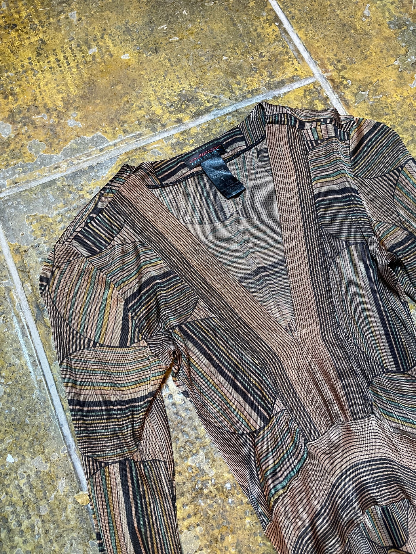 Custo Barcelona Long Sleeve Dress Brown Bronze 2000s y2k - S