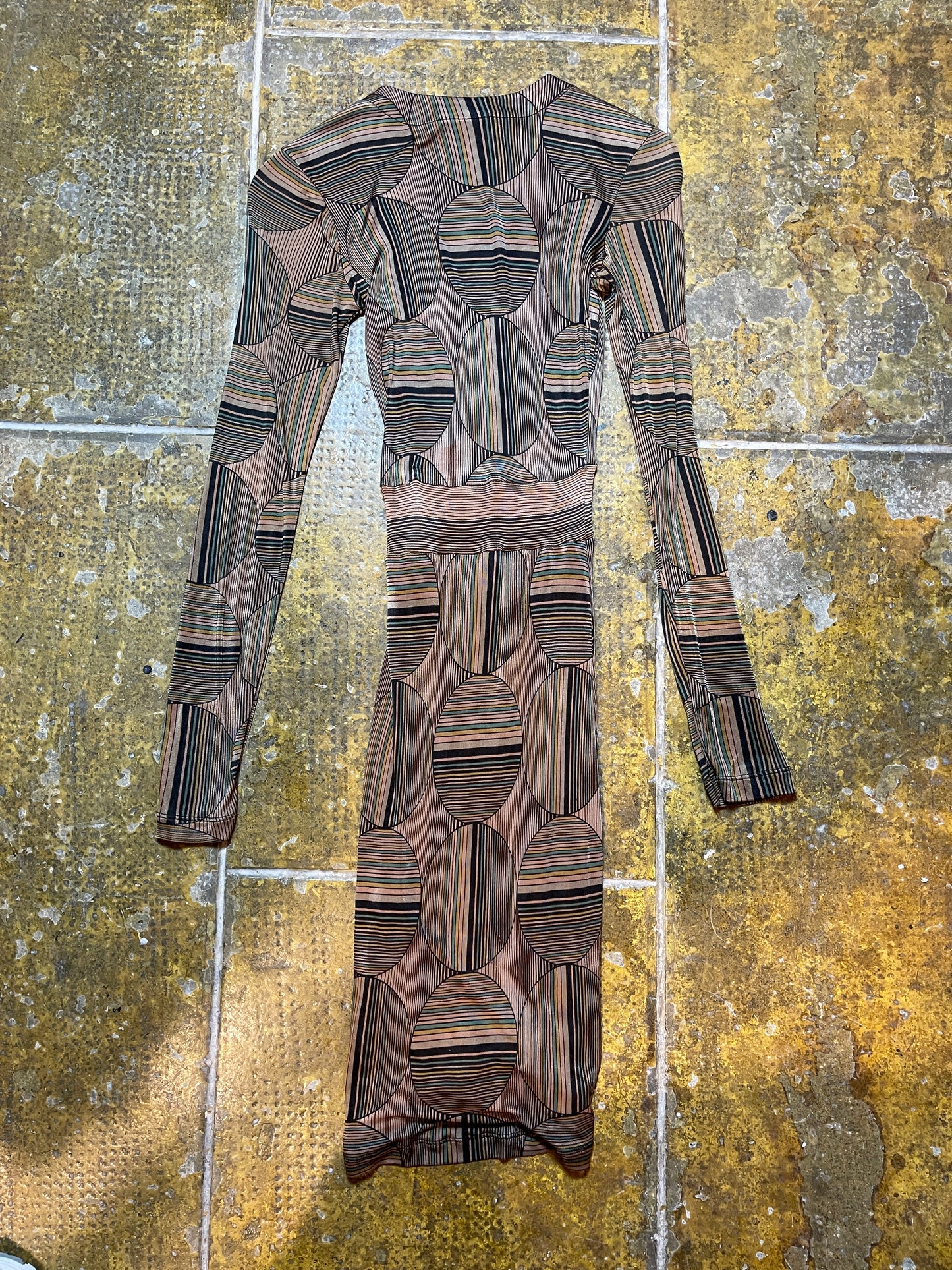 Custo Barcelona Long Sleeve Dress Brown Bronze 2000s y2k - S