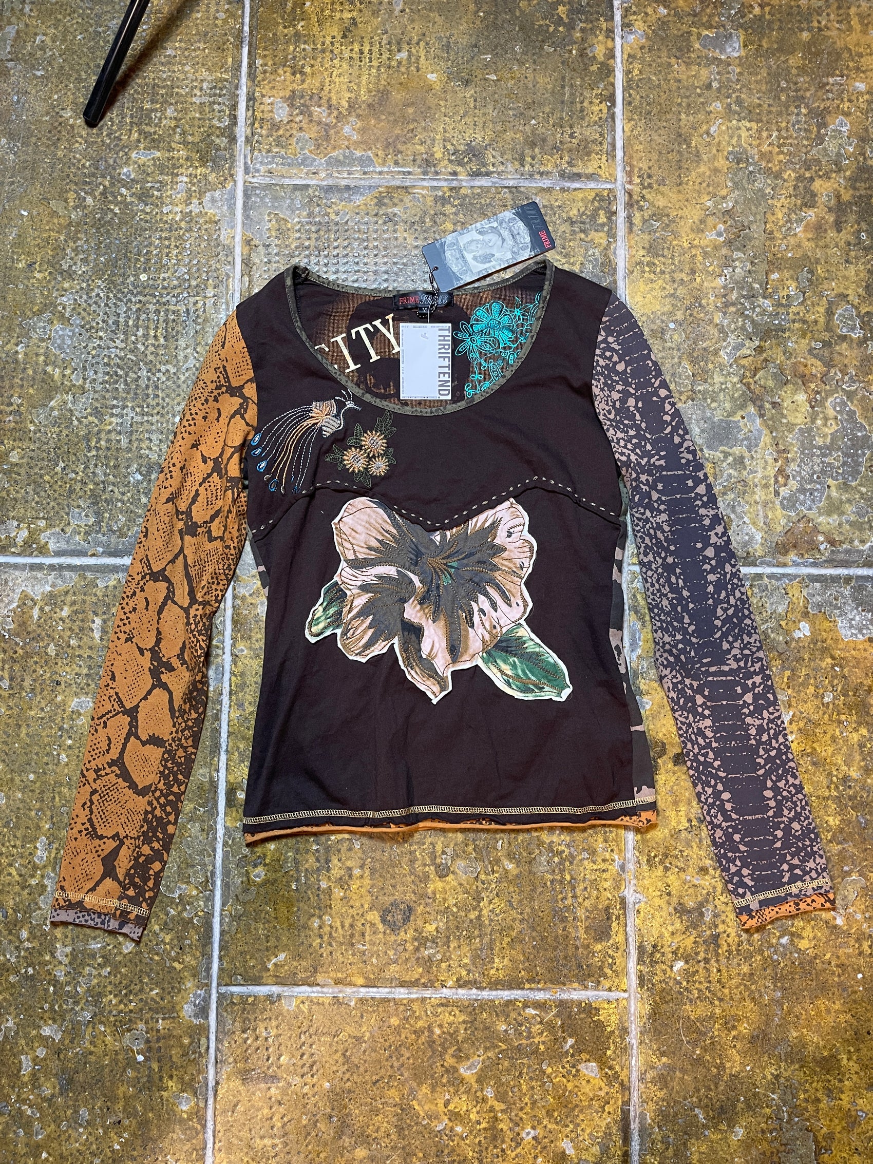 Prime Long Sleeve Top Brown 2000s y2k Deadstock - M