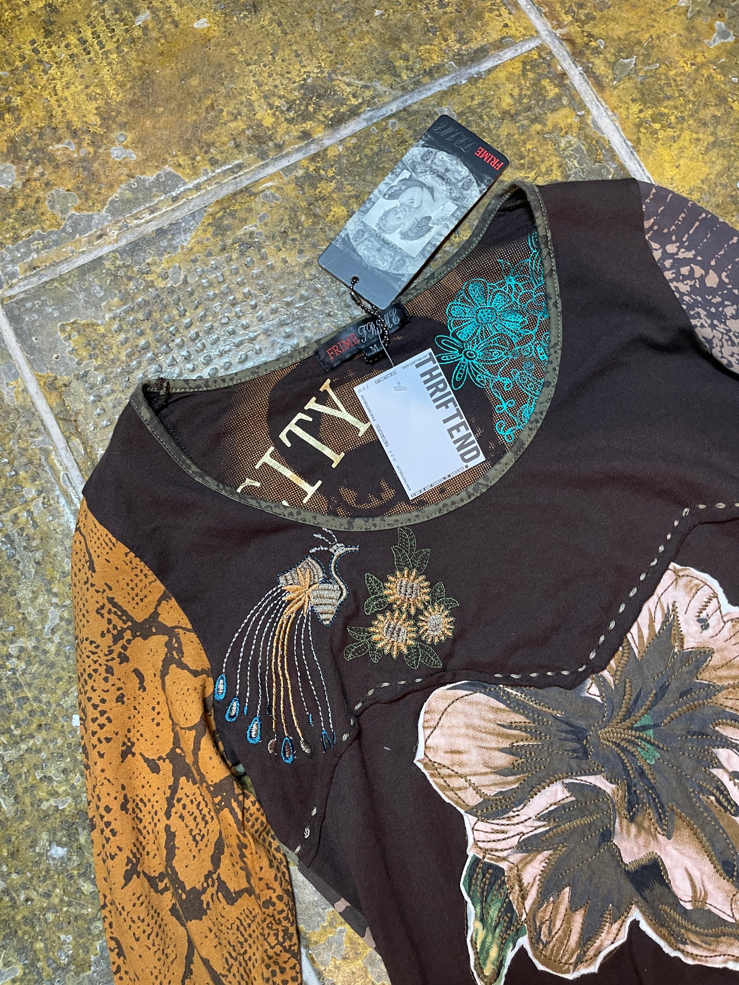 Prime Long Sleeve Top Brown 2000s y2k Deadstock - M
