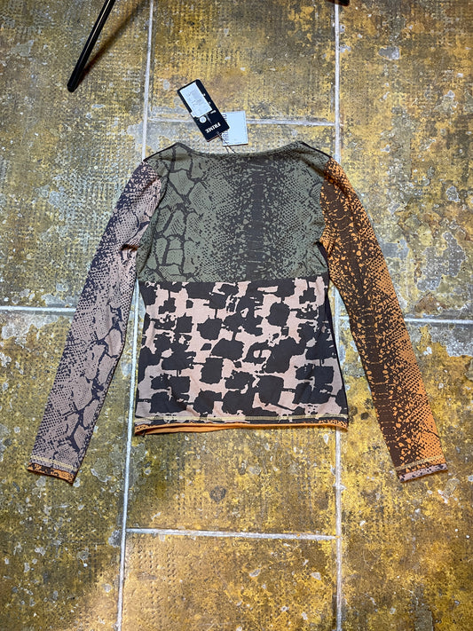 Prime Long Sleeve Top Brown 2000s y2k Deadstock - M