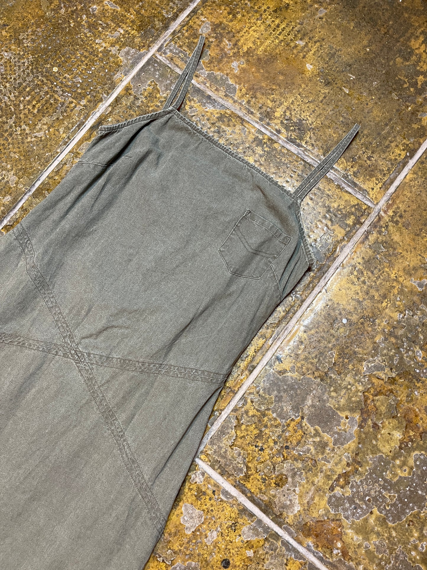 Etam Sleeveless Dress Khaki Gray 2000s y2k - S