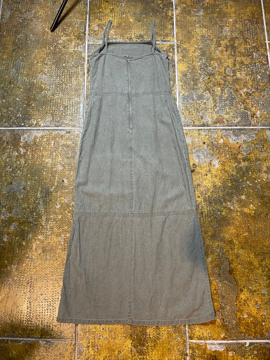 Etam Sleeveless Dress Khaki Gray 2000s y2k - S