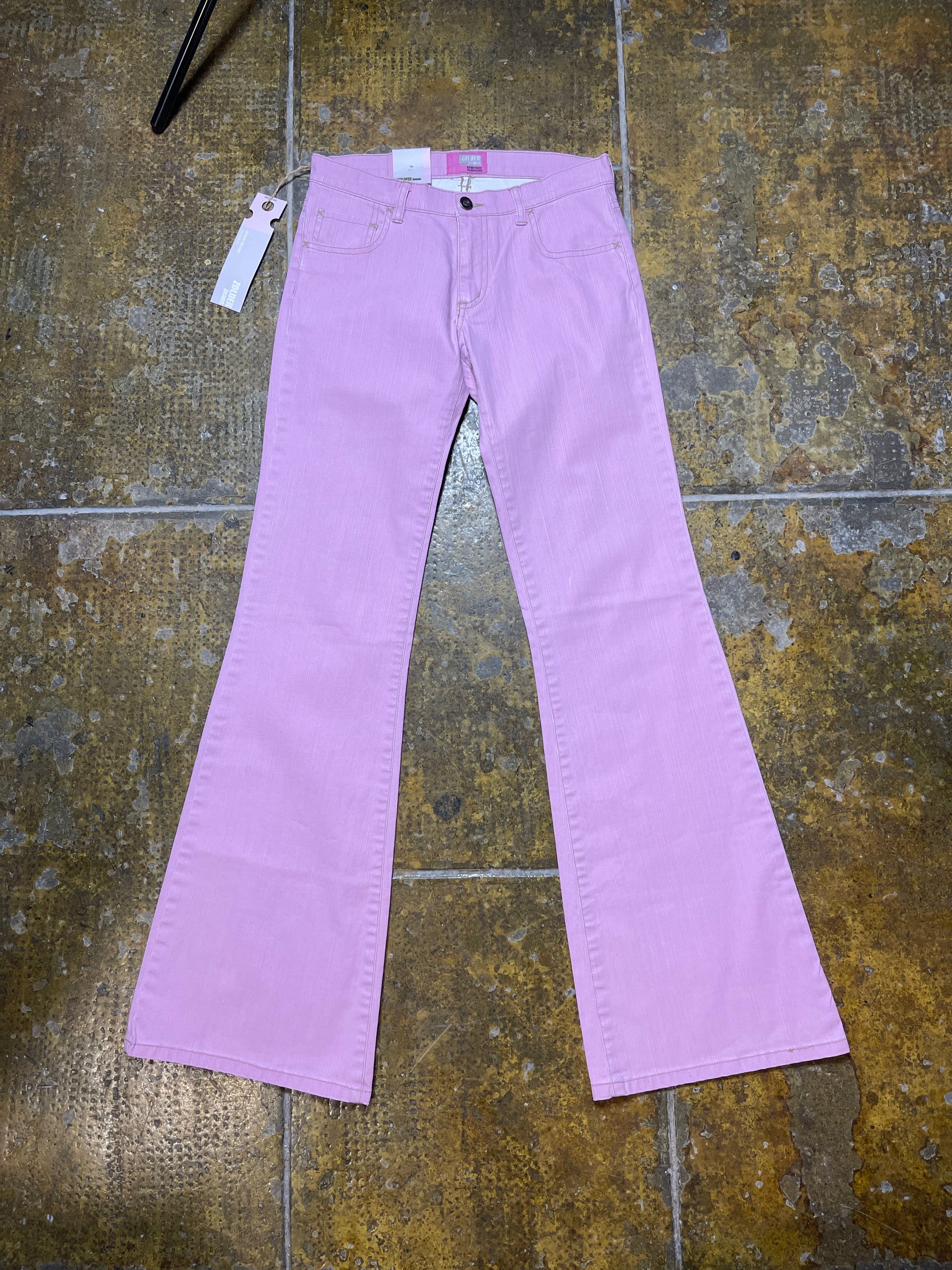 Zolder Jeans Low Waist Flared Denim Pants Pink 2000s y2k Deadstock - XS